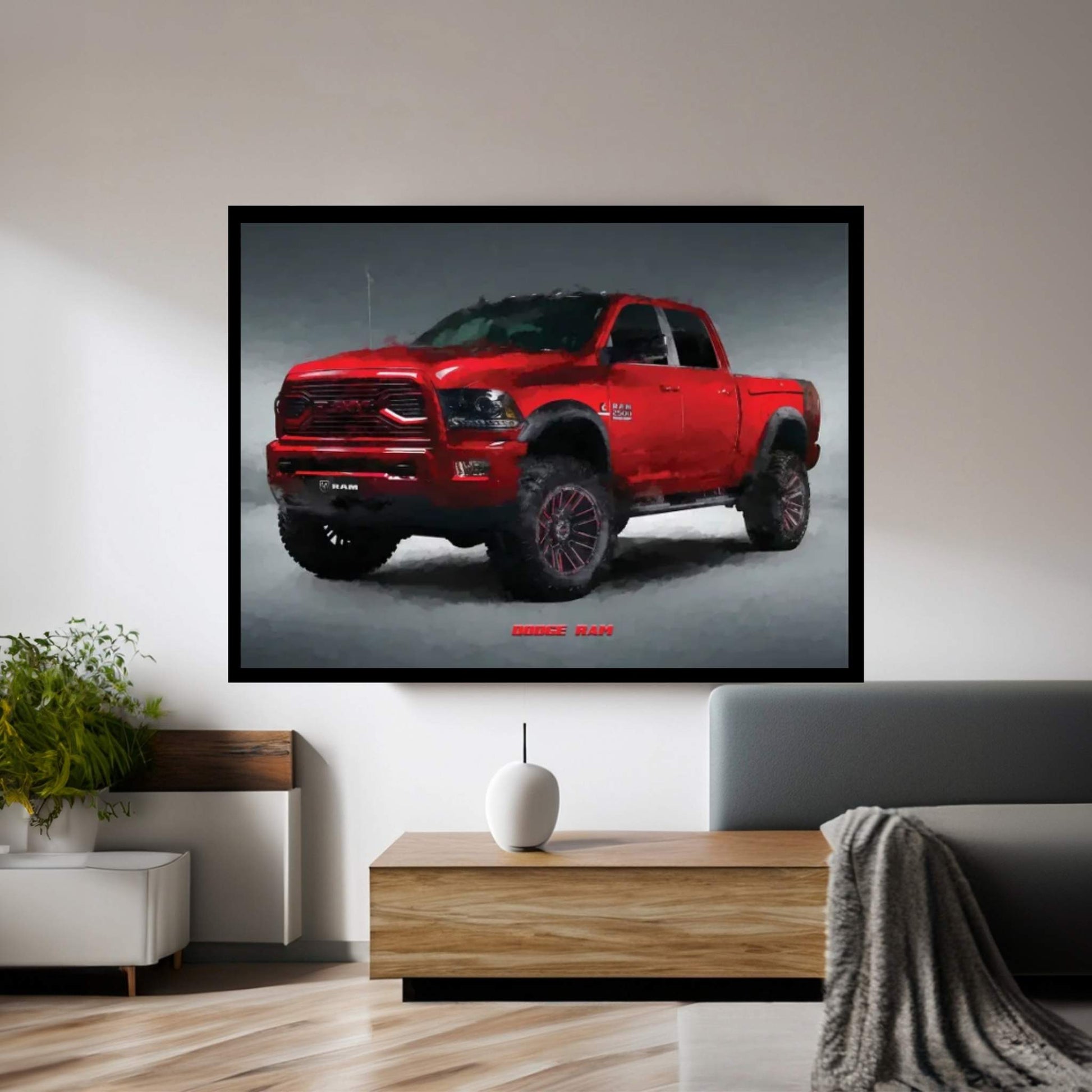 Dodge Ram In Watercolor Canvas Wall Art - Y Canvas