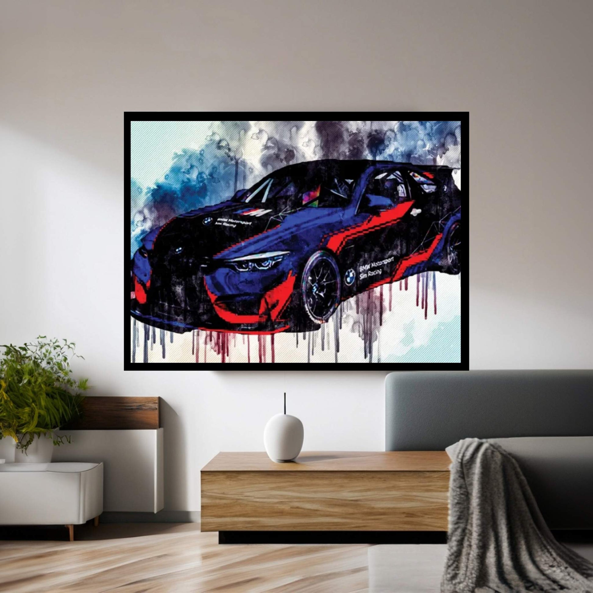 Bmw M4 Gt4 2021 Exterior Front View Tuning M4 Race Car Canvas Wall Art - Y Canvas