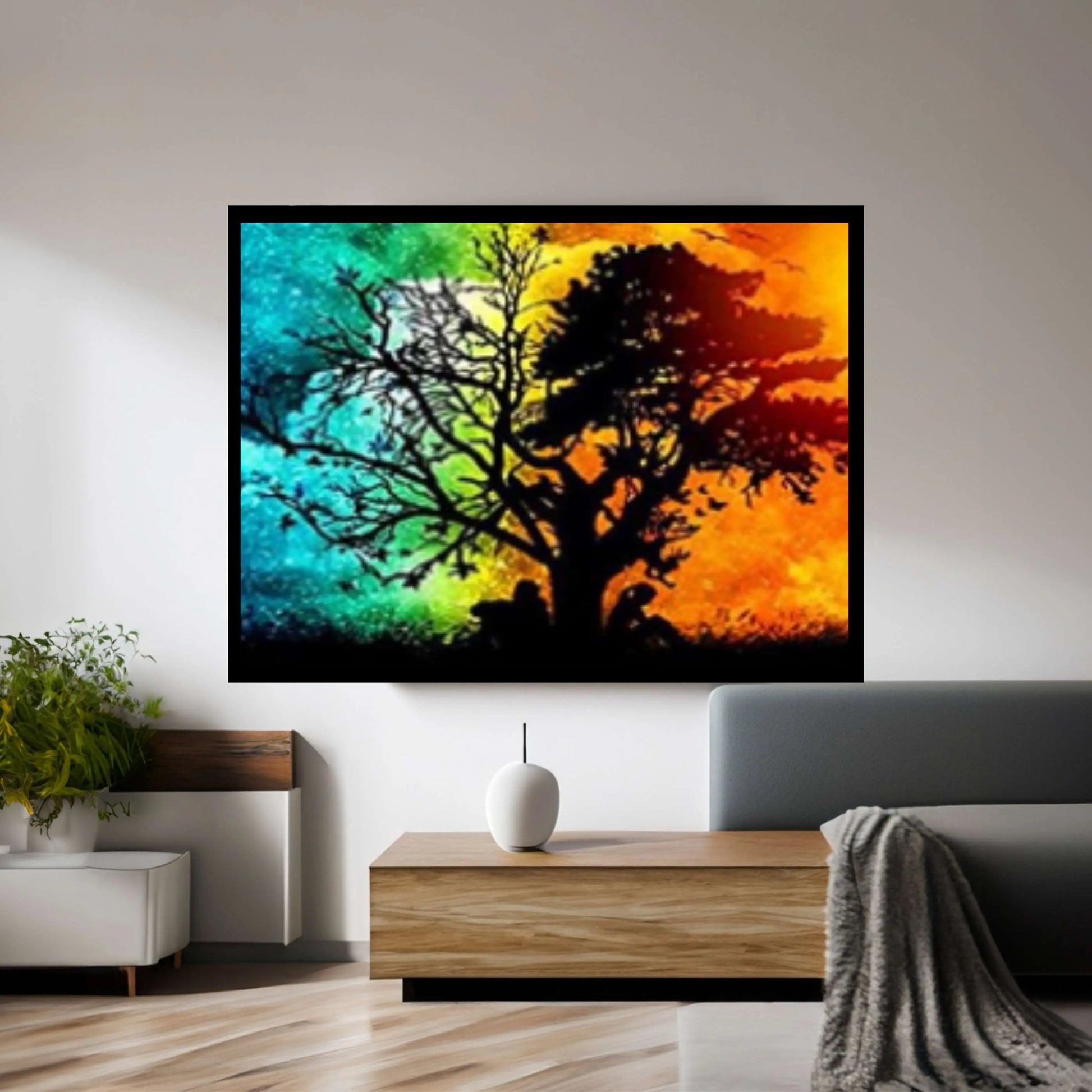 Forest Tree Canvas Wall art, Day Night Tree Forest Tree Canvas Wall Art Poster - Y Canvas
