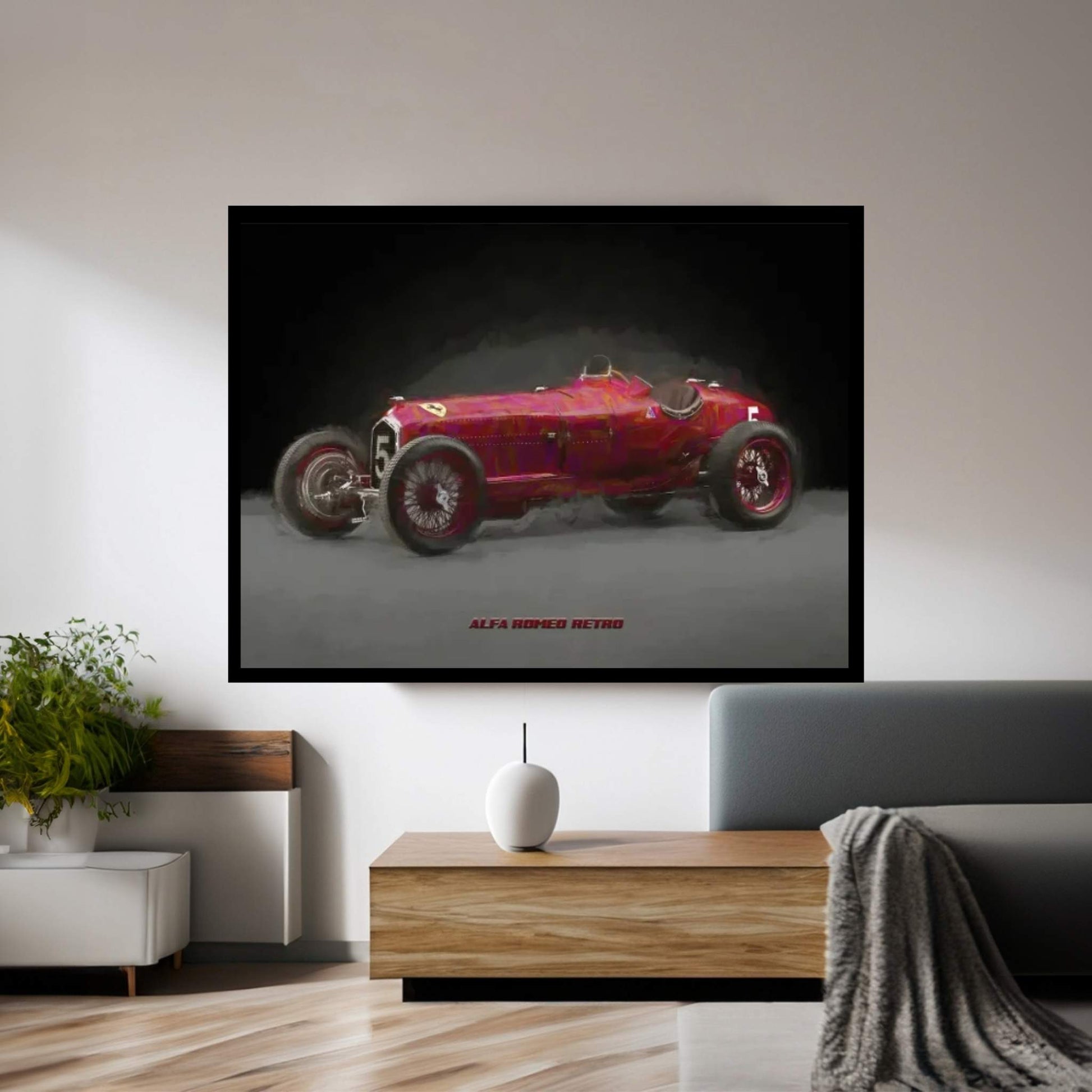 Alfa Romeo Retro In Watercolor Canvas Wall Art - Y Canvas