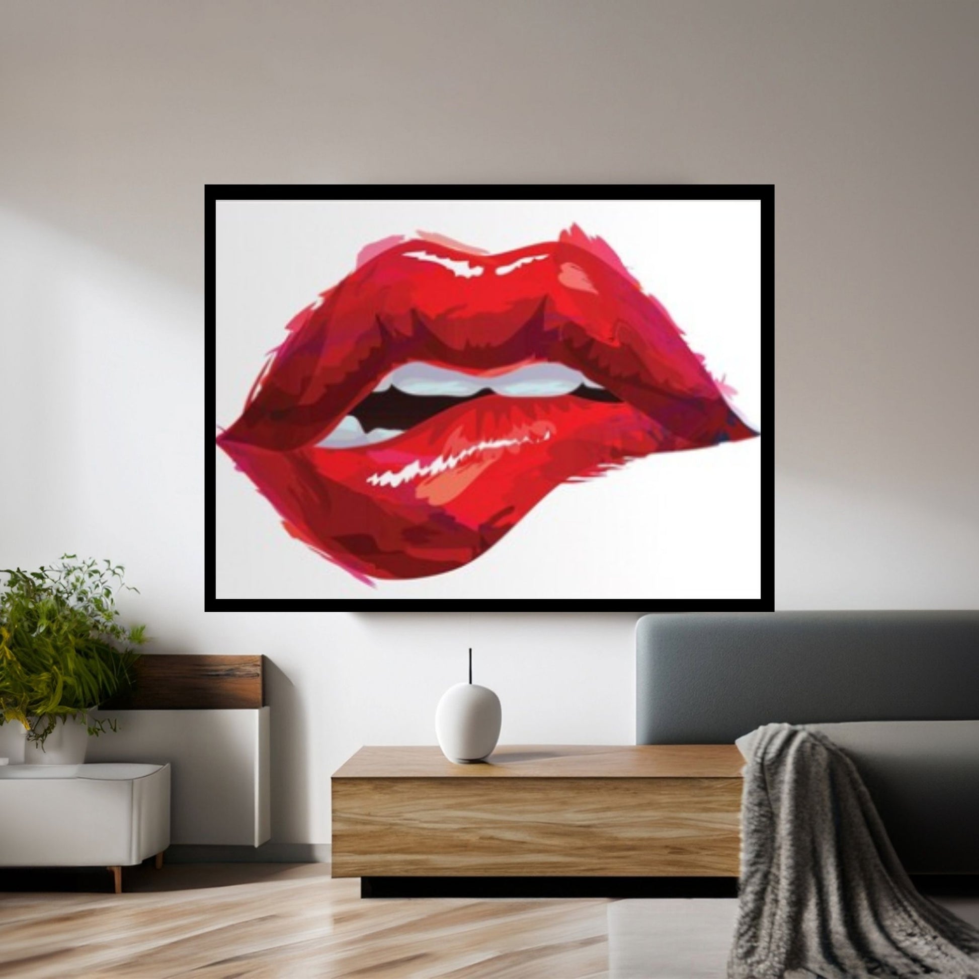 Large Sexy Red Lips Print on Canvas, Christmas Gift - Y Canvas