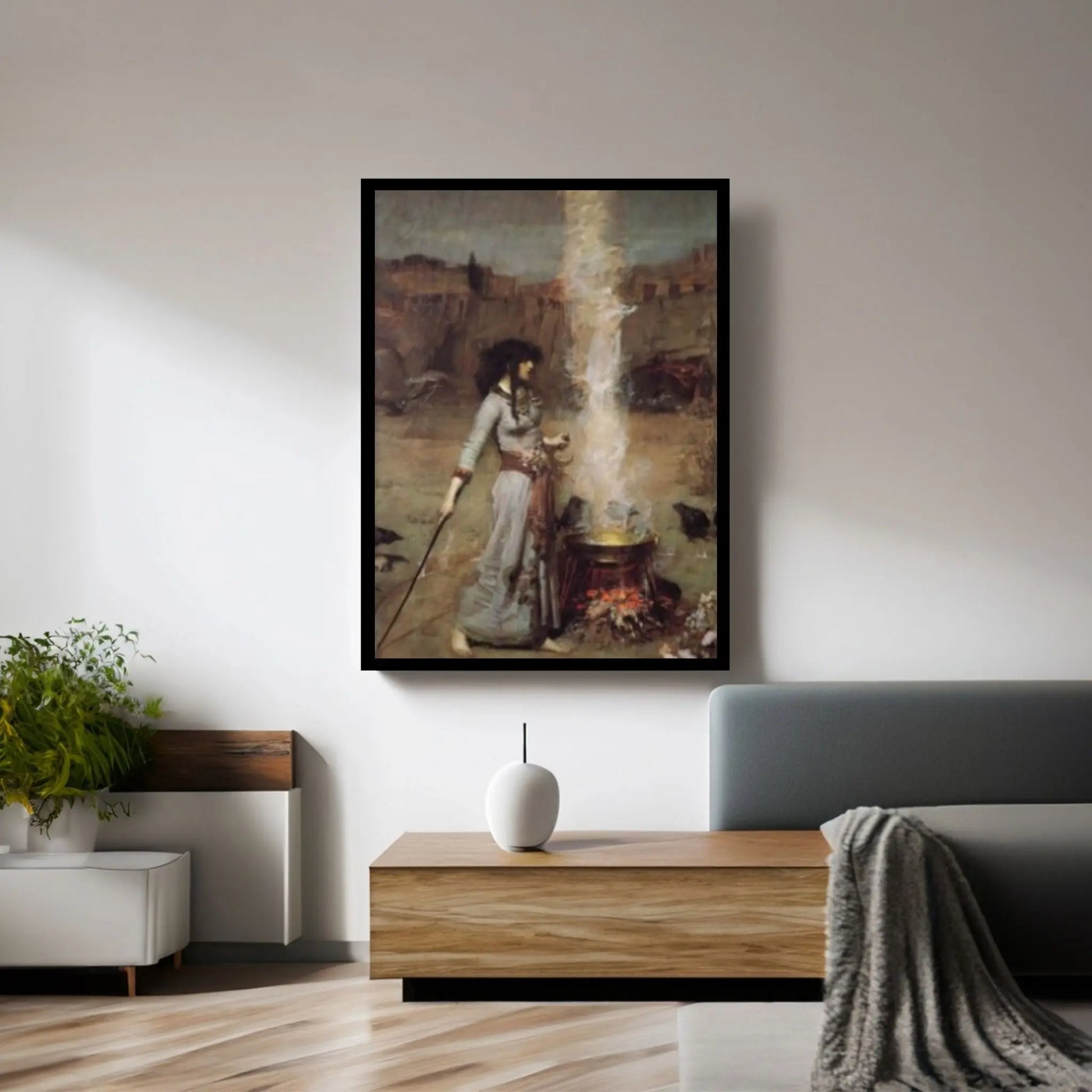 John William Waterhouse : The Magic Circle Canvas Wall Art Print Poster - Y Canvas