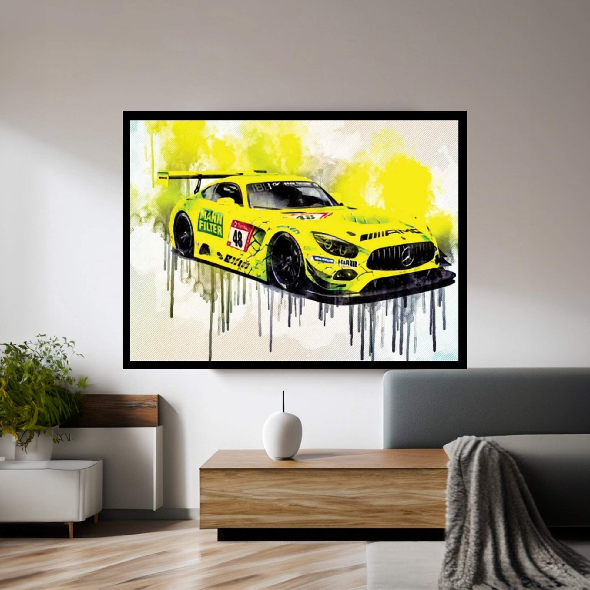 Mercedes-Amg Gt3 2019 Racing Car German Sports Cars Team Mann-Filter Adac Gt Masters Christian Hohenadel Lance David Arnold Raf Canvas Wall Art - Y Canvas