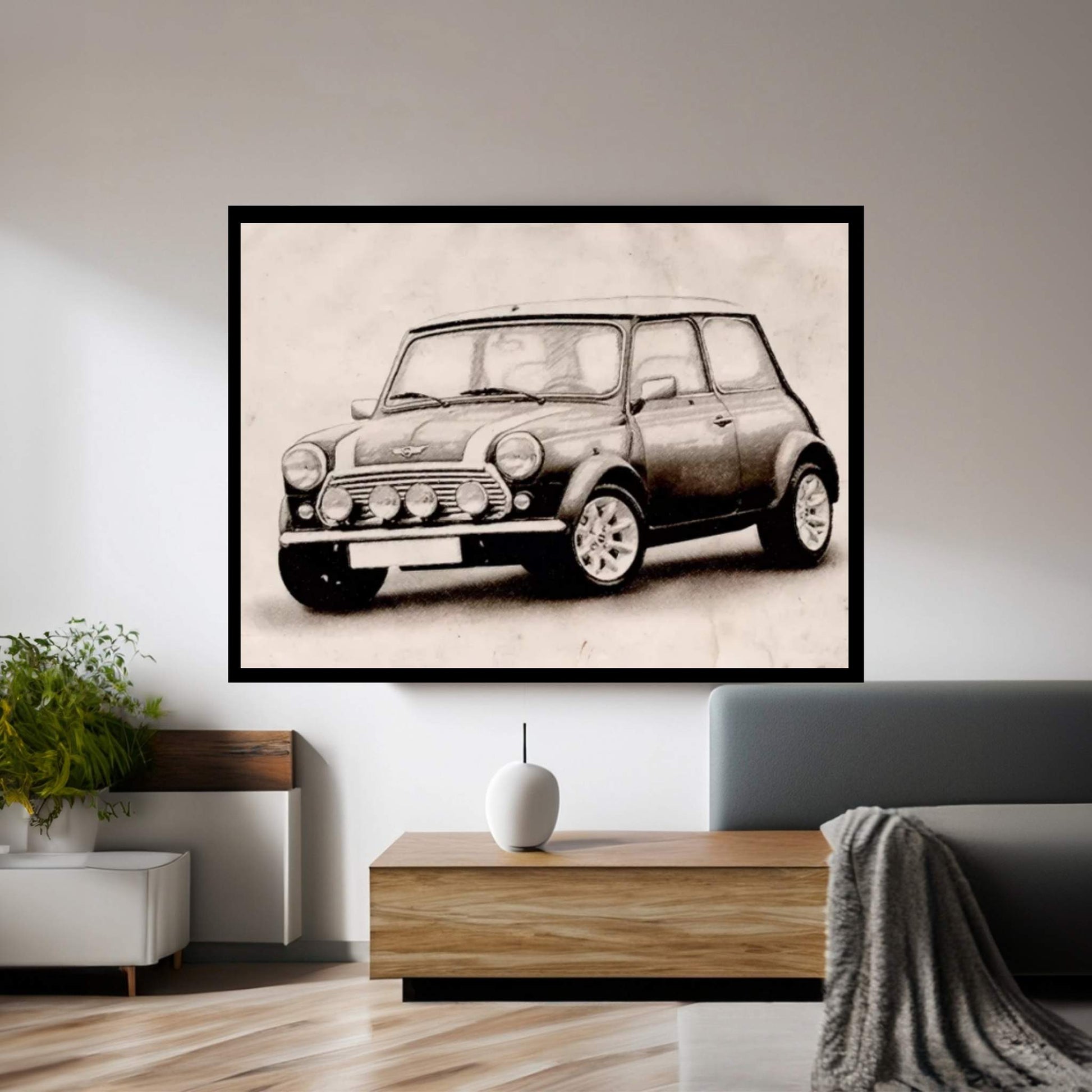 Mini Cooper Sketch Canvas Wall Art - Y Canvas