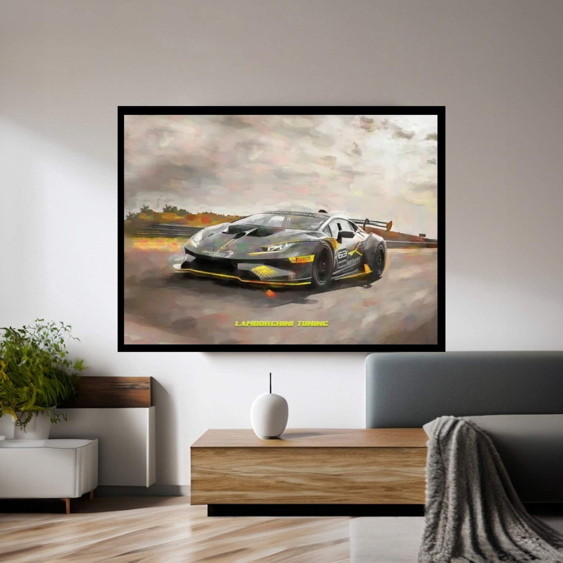 Lamborghini Tuning V2 In Watercolor Canvas Wall Art - Y Canvas