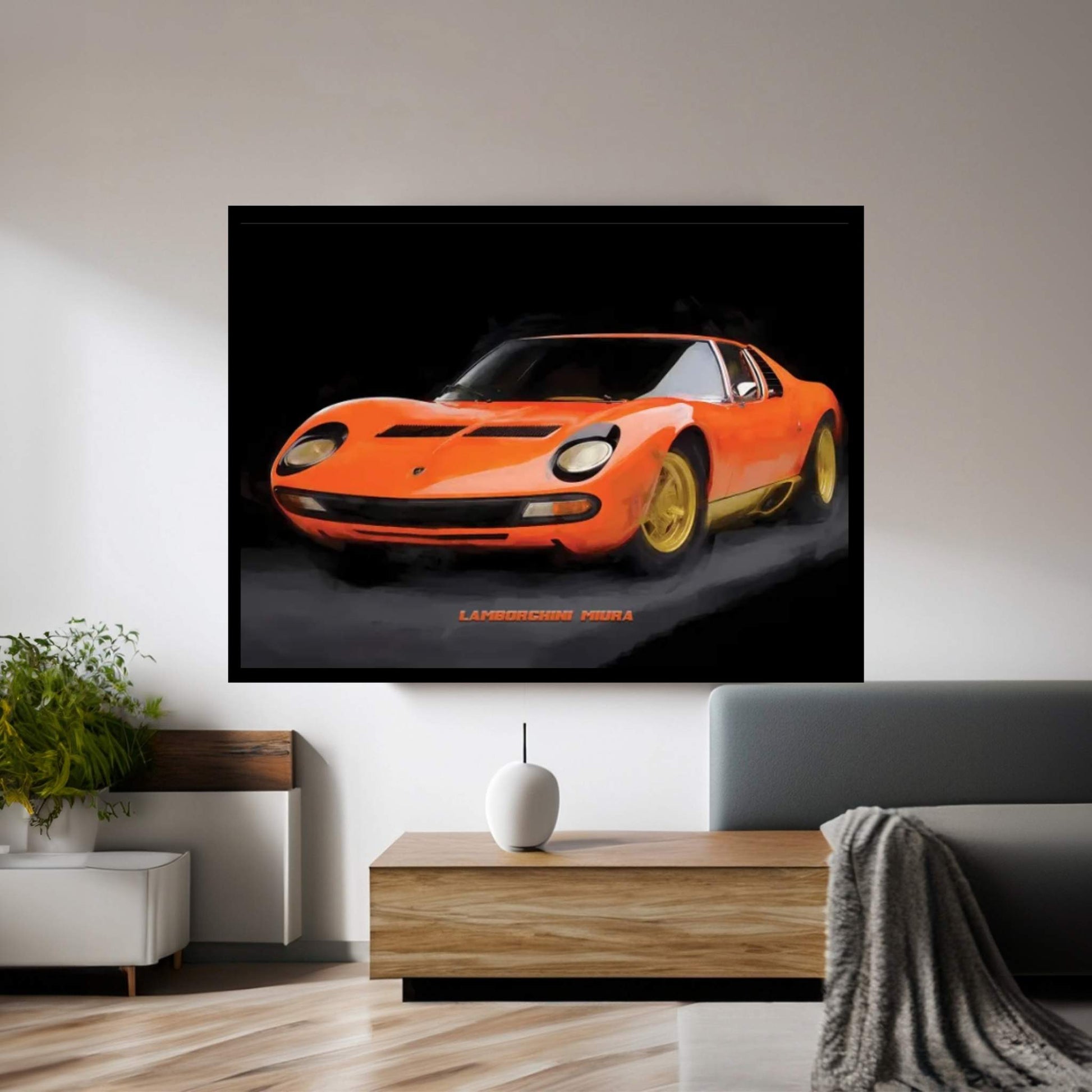 Lamborghini Miura In Watercolor Canvas Wall Art - Y Canvas