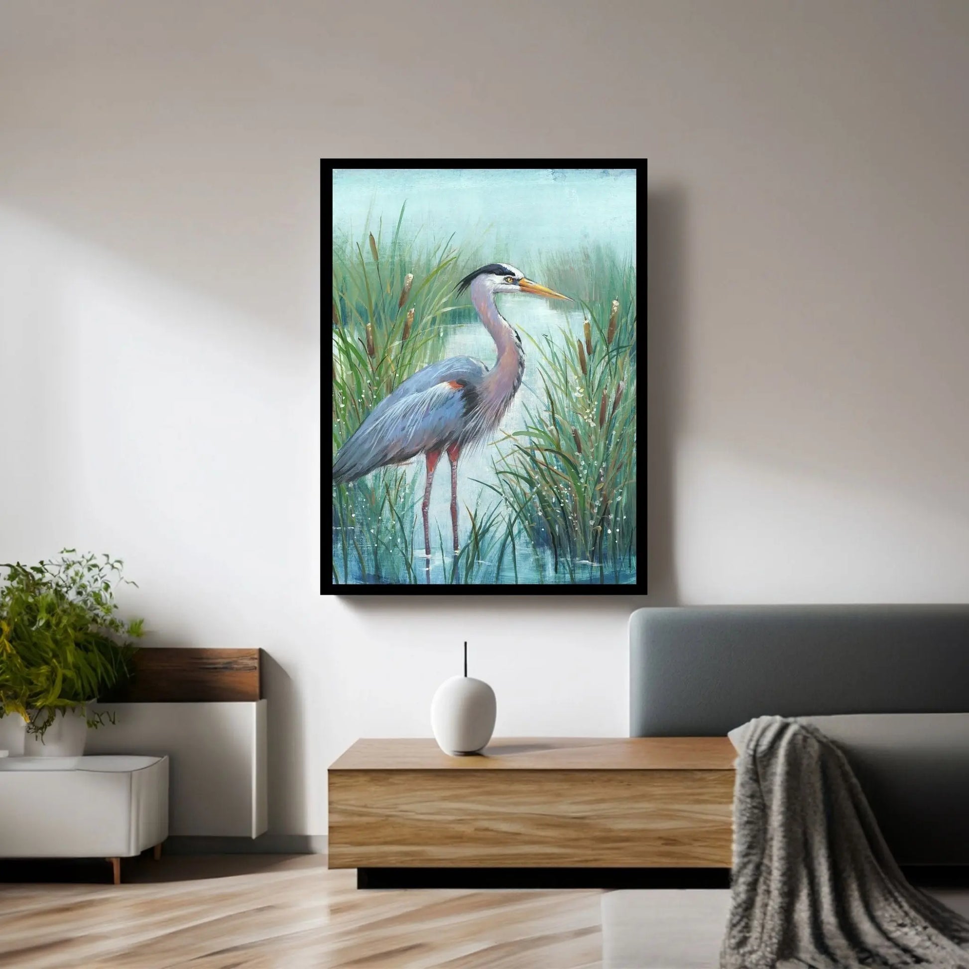 Marsh Heron I Canvas Wall Art - Y Canvas