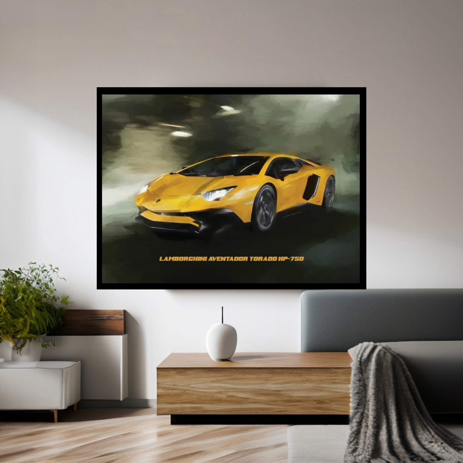 Lamborghini Aventador Tornado HP-750 In Watercolor Canvas Wall Art - Y Canvas
