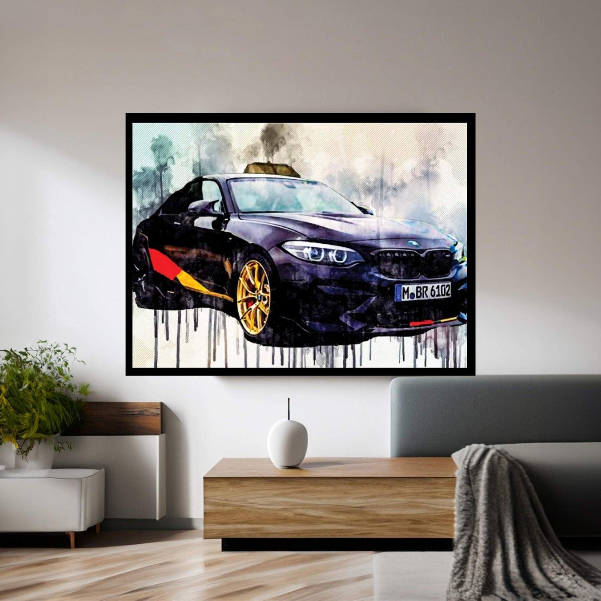 Bmw M2 2018 M Performance Competition Black Sports Front View Tuning Canvas Wall Art - Y Canvas