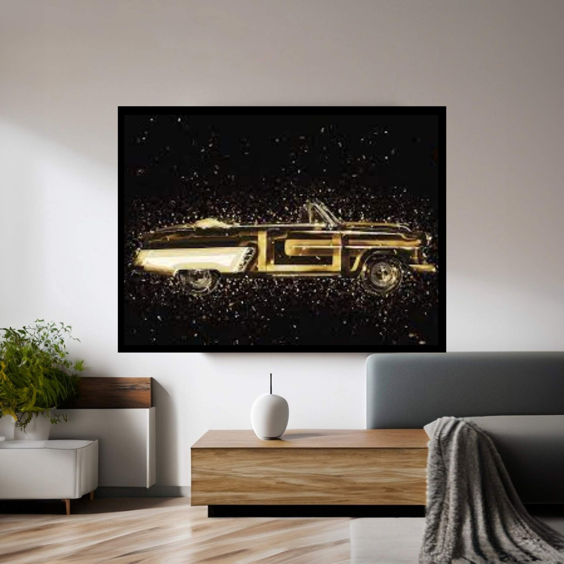 Golden - Vintage Car Canvas Wall Art - Y Canvas