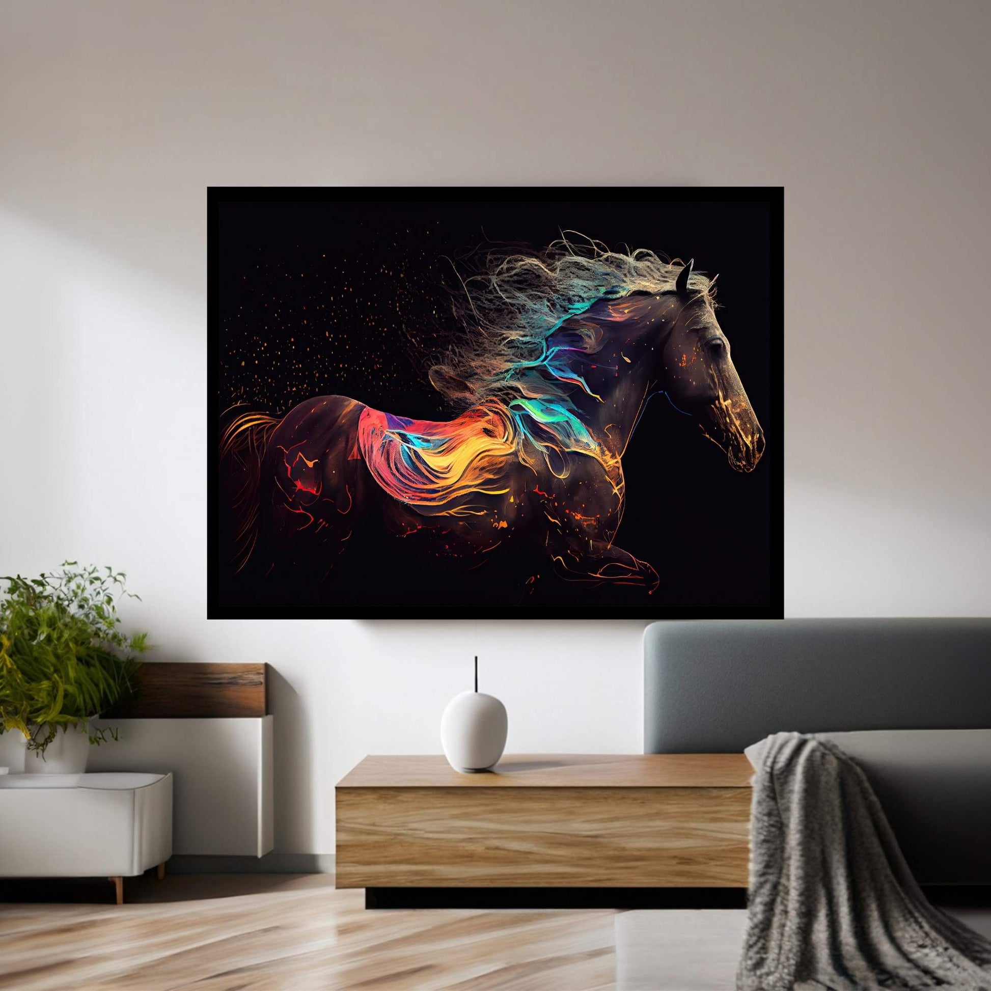 Colorful Horse Modern Abstract Animal Canvas Wall Art - Y Canvas