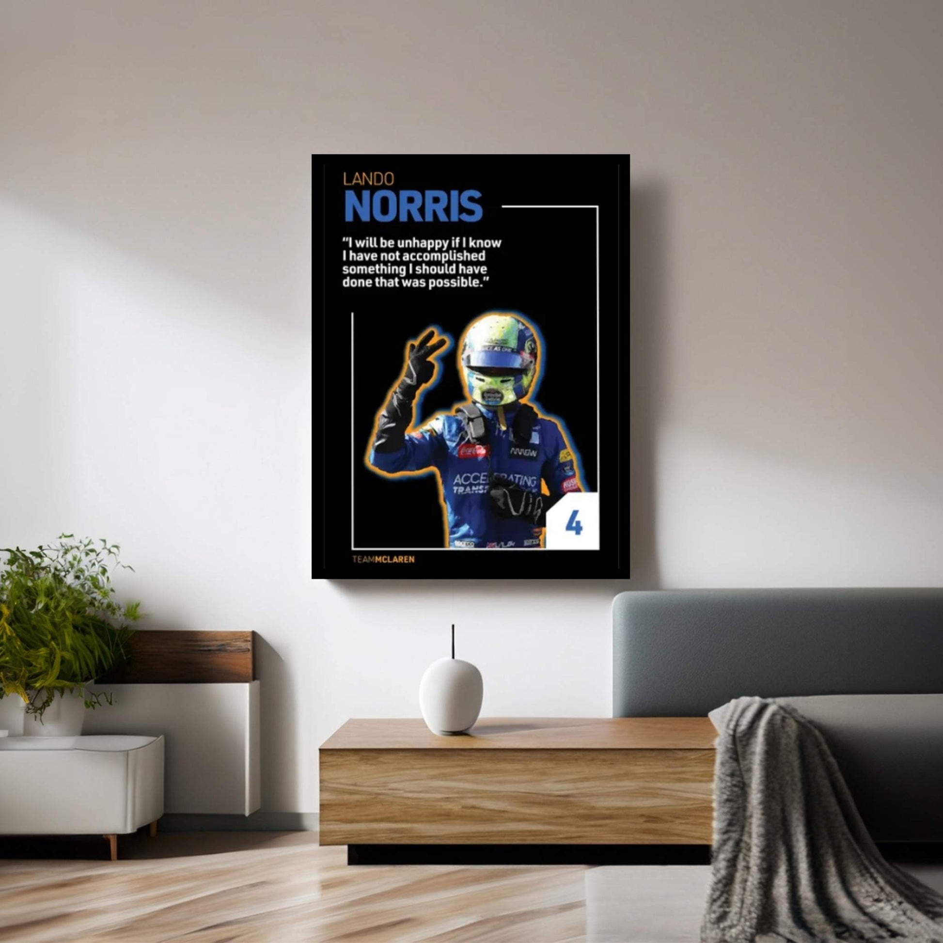 Lando Norris (Black) Canvas Wall Art - Y Canvas