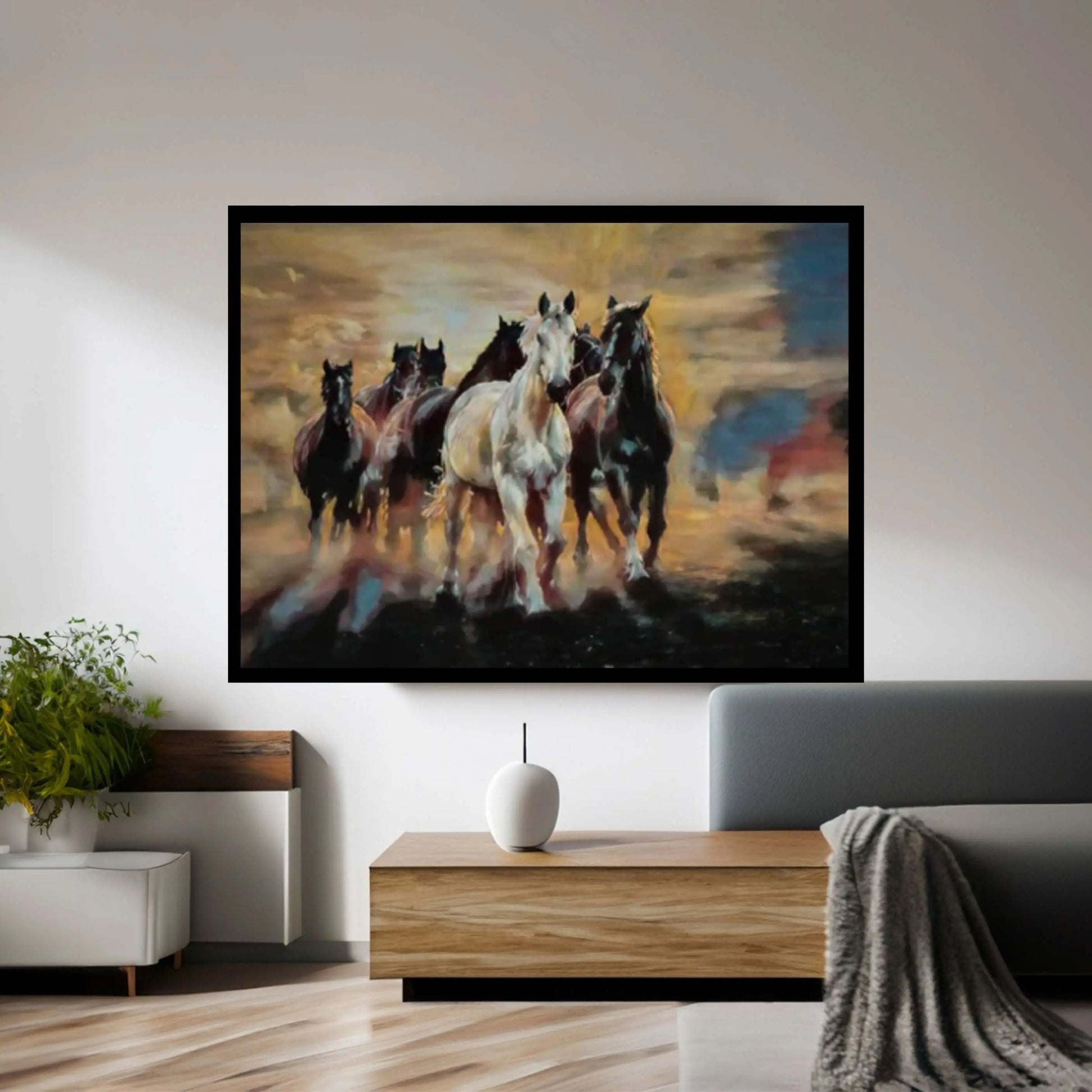 Large Running Horses Canvas Wall Art Print, Horse Poster Large Wall Art, Modern Trendy Wall Art Decor - Y Canvas