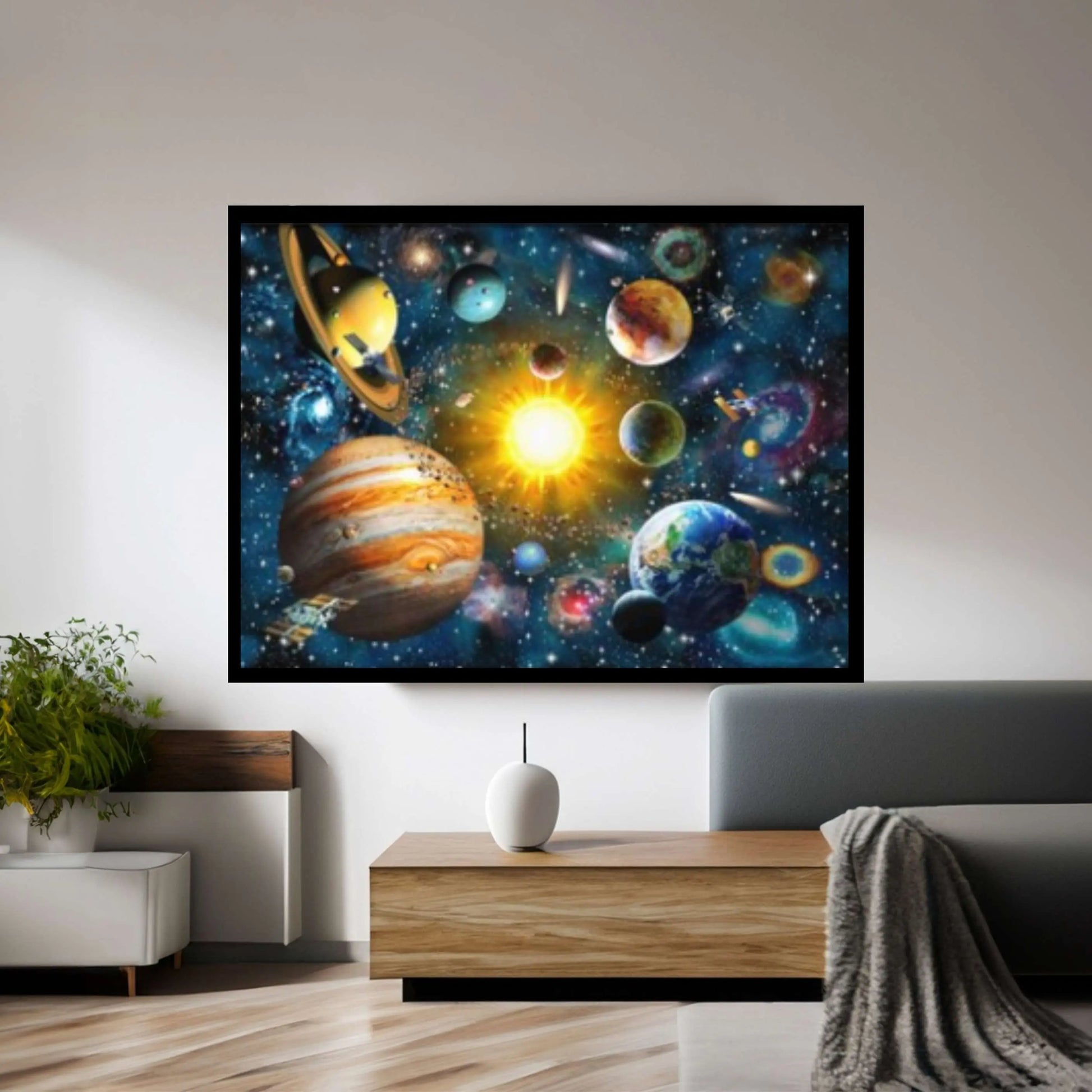 Amazing Solar System Outer Space Canvas Wall Art ,Floating Frame Option, Extra Large Canvas Wall Art Print on Canvas - Y Canvas