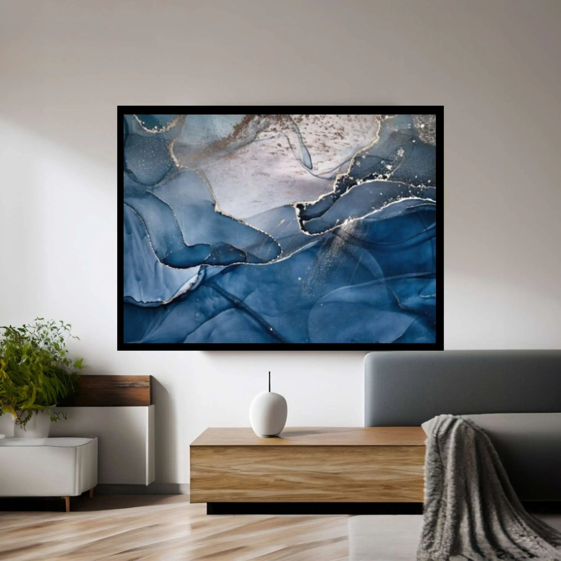 Blue Abstract Wall Art Abstract Painting, Abstract Marble Print Marble Abstract - Y Canvas