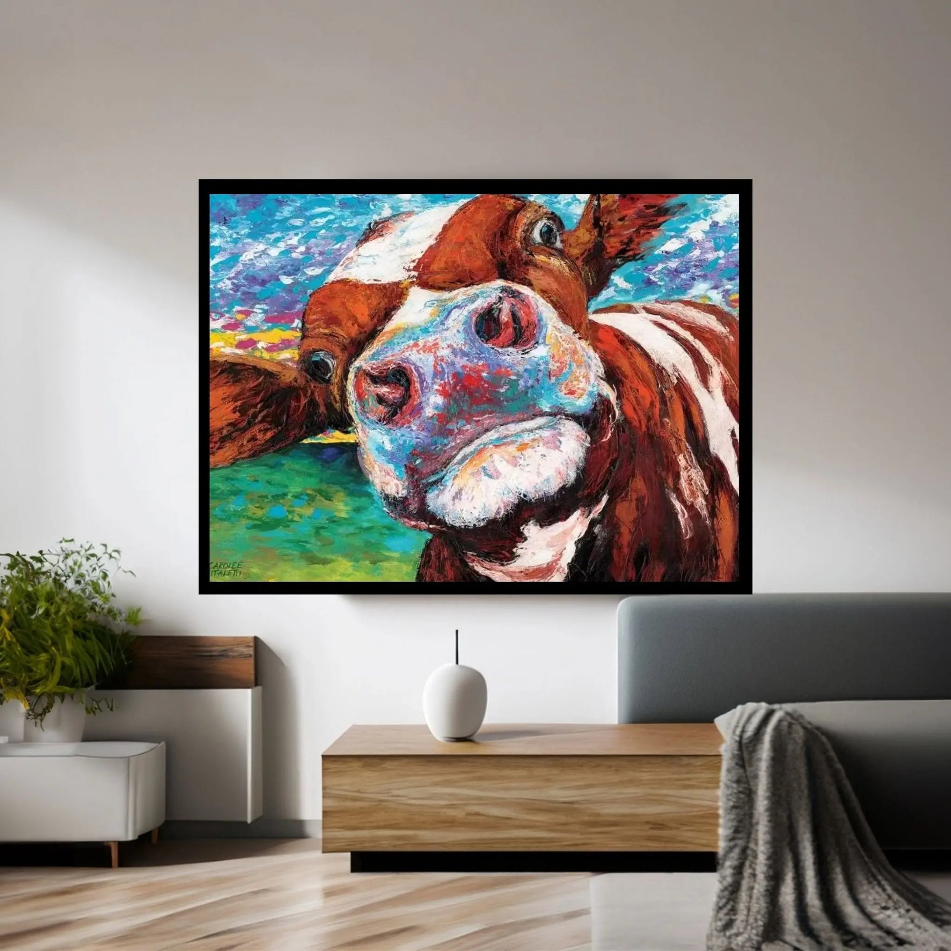 Curious Cow I Canvas Wall Art - Y Canvas