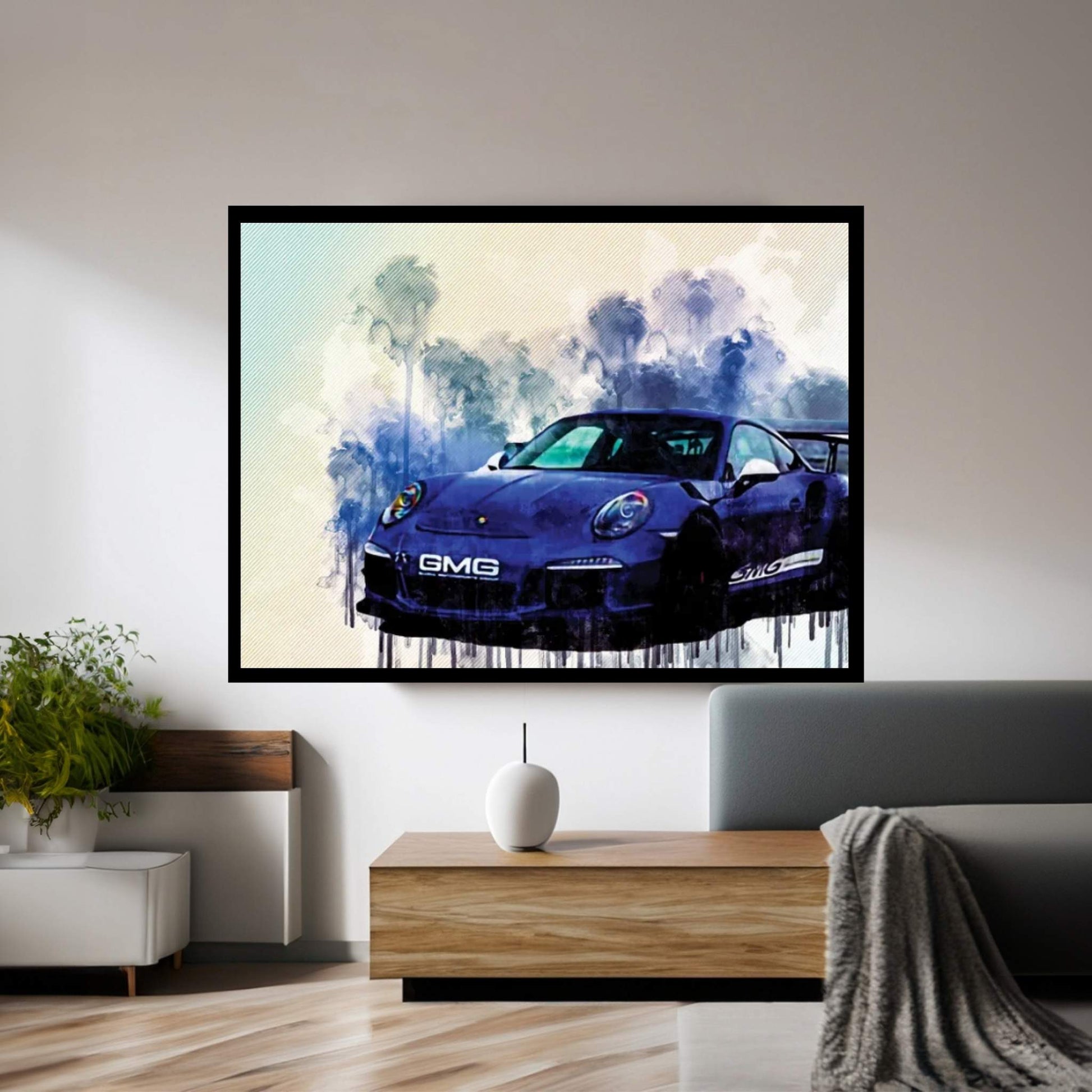 Porsche 911 Gt3Rs Tuning Blue Sports German Sports Cars Canvas Wall Art - Y Canvas