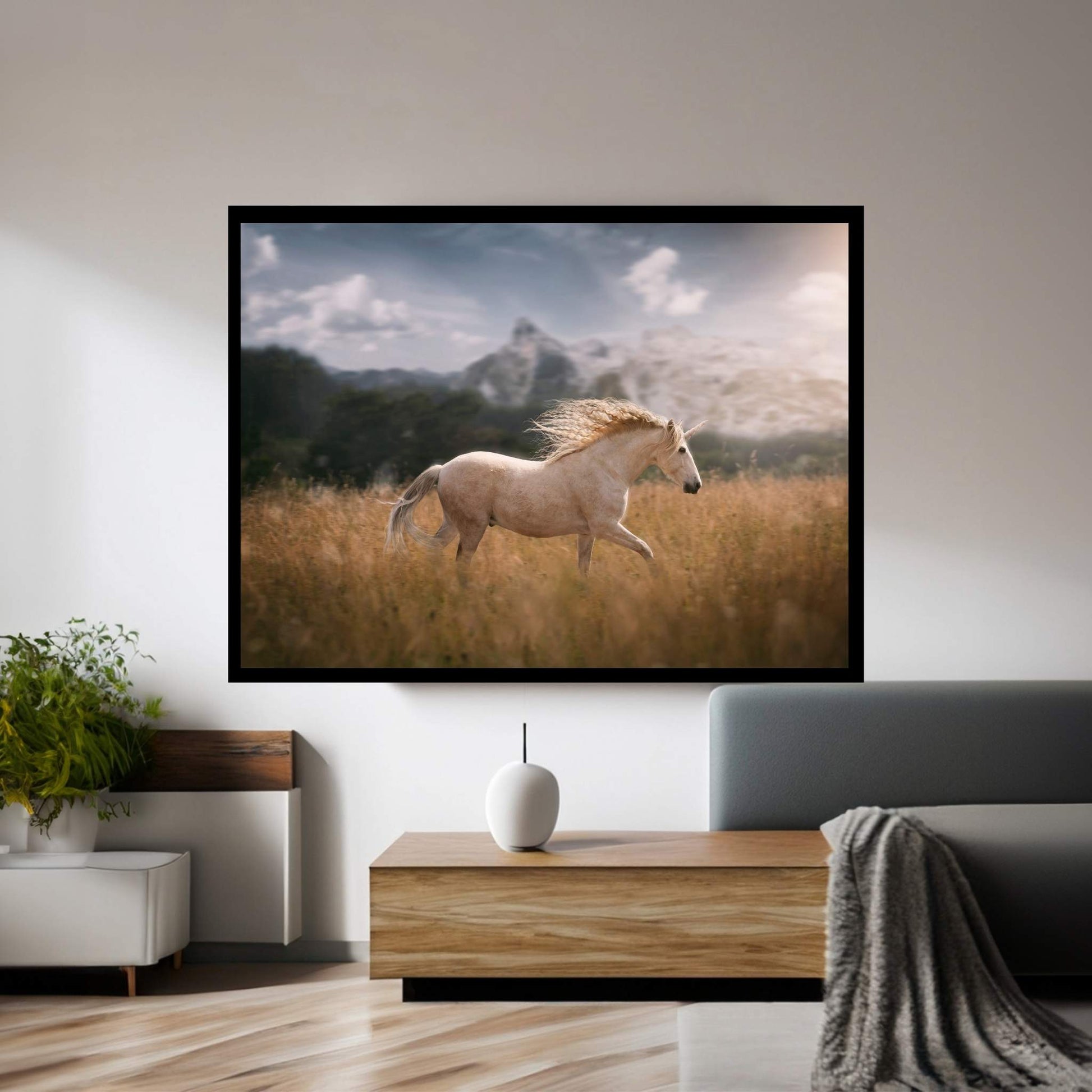 Beautiful White Horse Canvas Wall Art , Animal Wall Art - Y Canvas