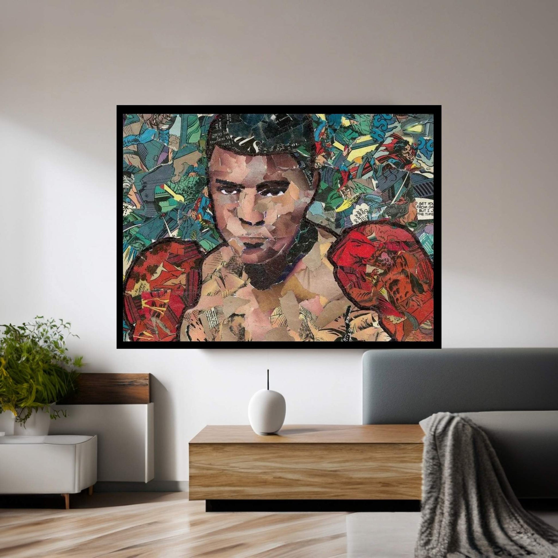 Ali Comic Collage Canvas Wall Art - Y Canvas