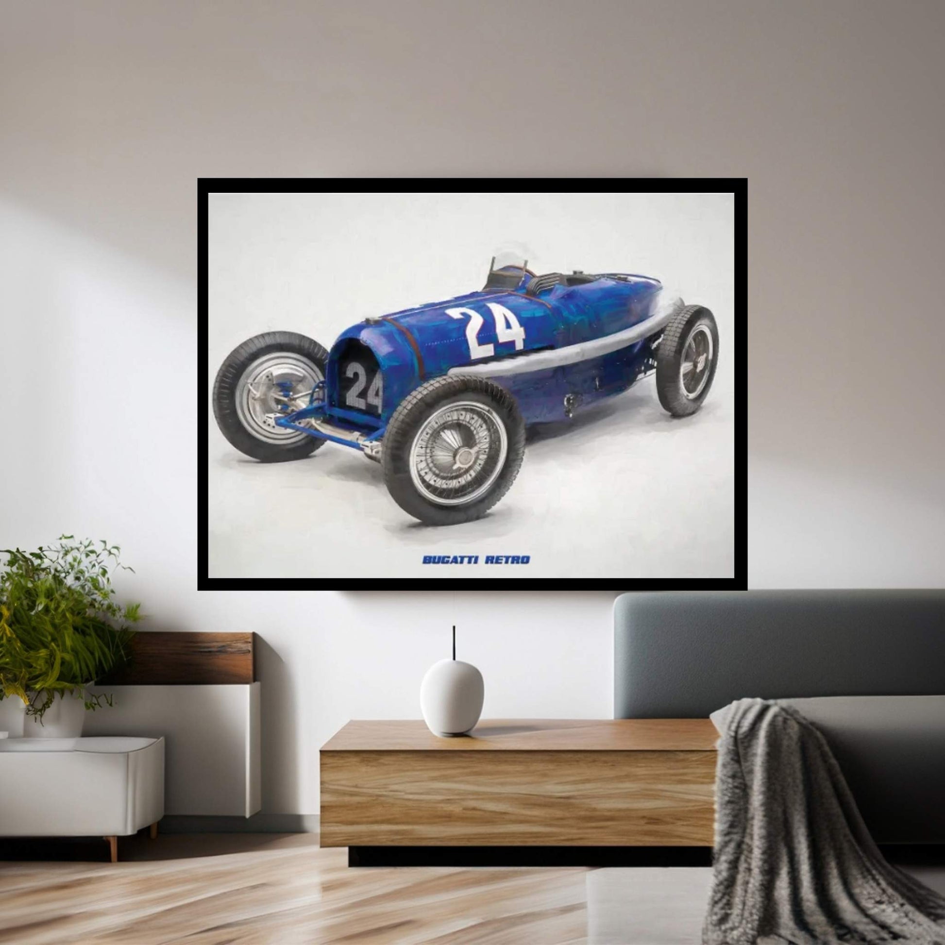 Bugatti Retro In Watercolor Canvas Wall Art - Y Canvas