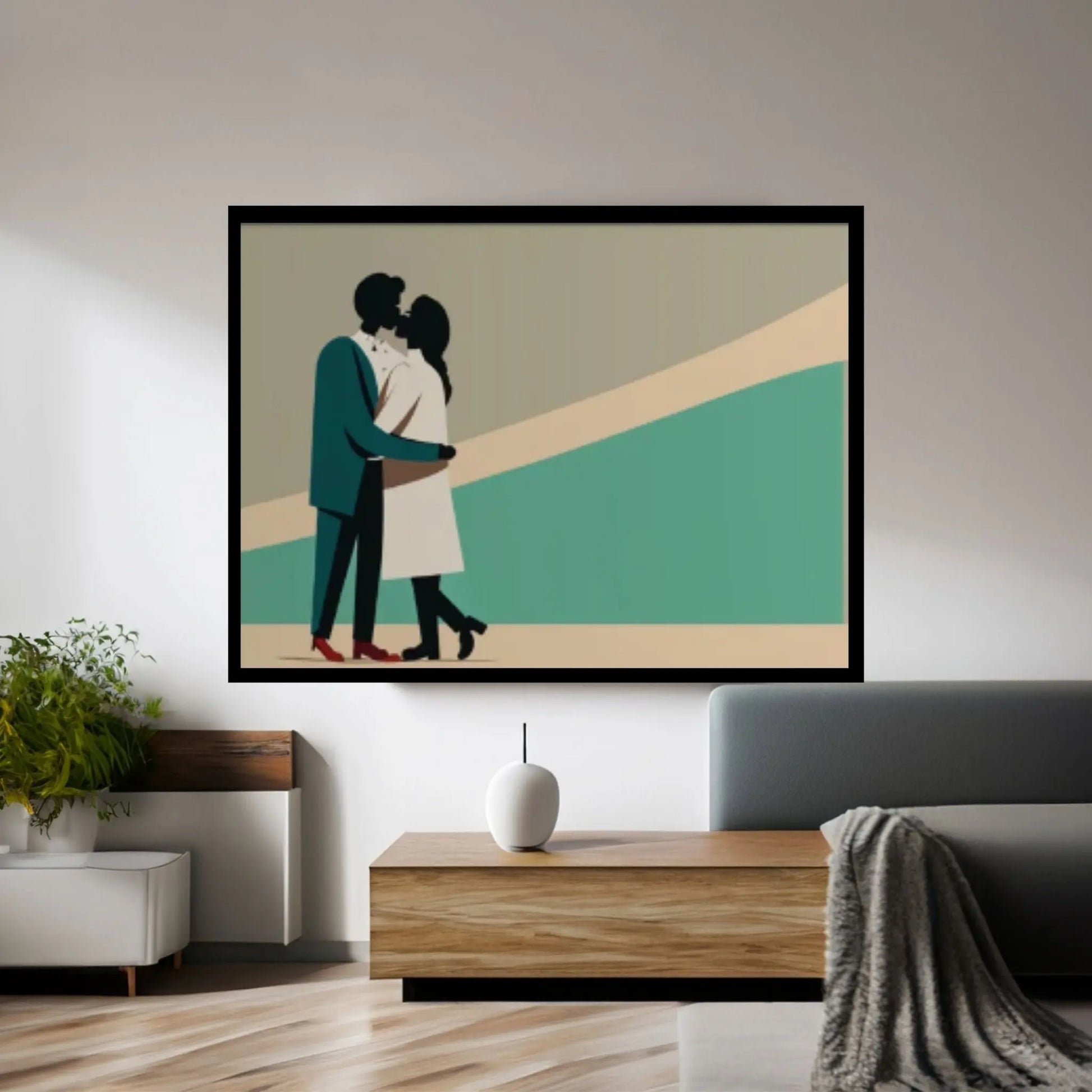 Love Canvas Decor, Hugging Couples, Love Wall Decor, Kissing Man and Woman Art - Y Canvas