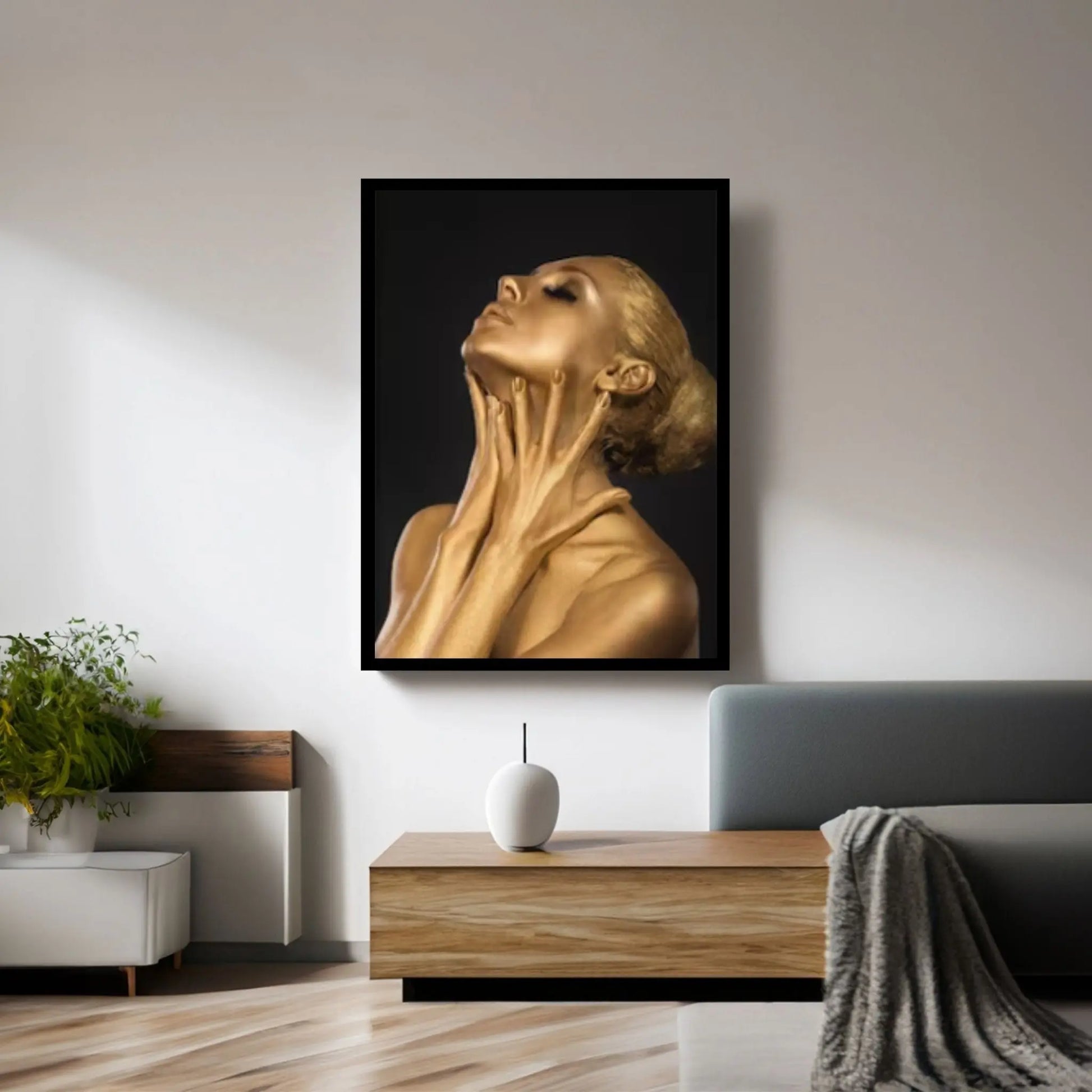 Black and Gold African Nude Woman Indian Oil Painting on Canvas Posters and Prints Scandinavian Wall Art Picture - Y Canvas