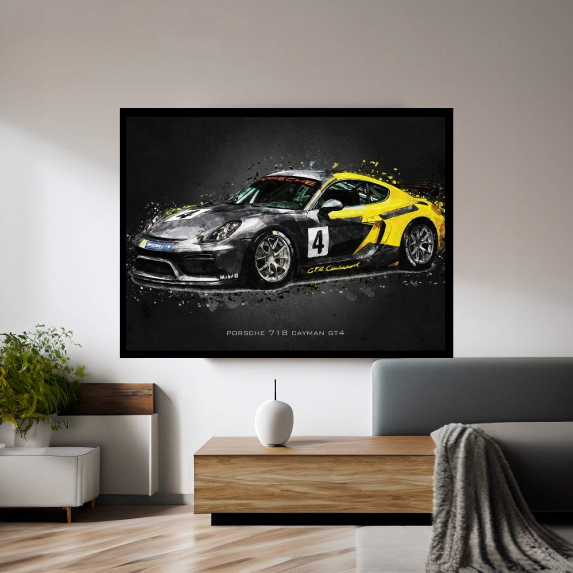 Porsche 718 Cayman GT4 Canvas Wall Art - Y Canvas