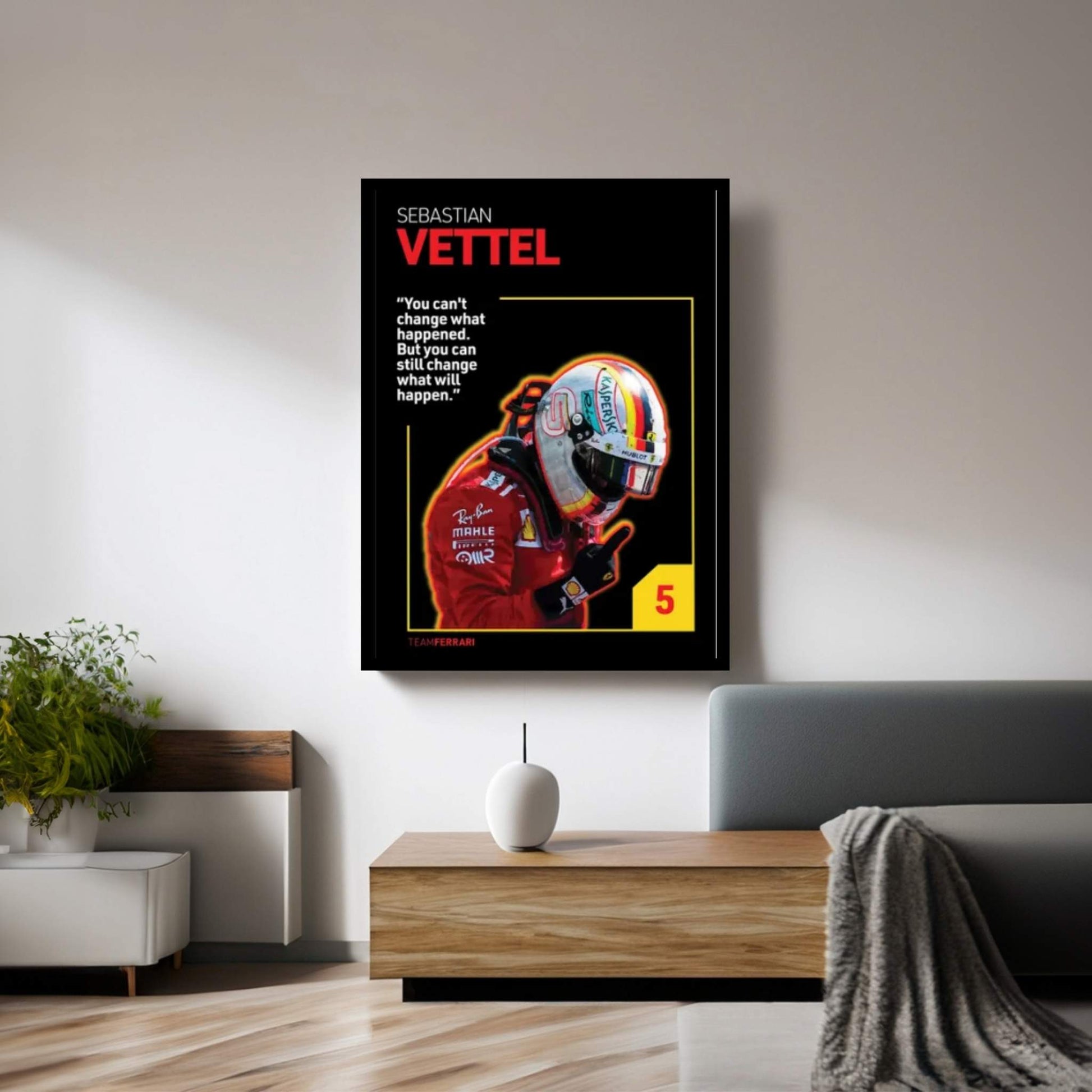 Sebastian Vettel (Black) Canvas Wall Art - Y Canvas