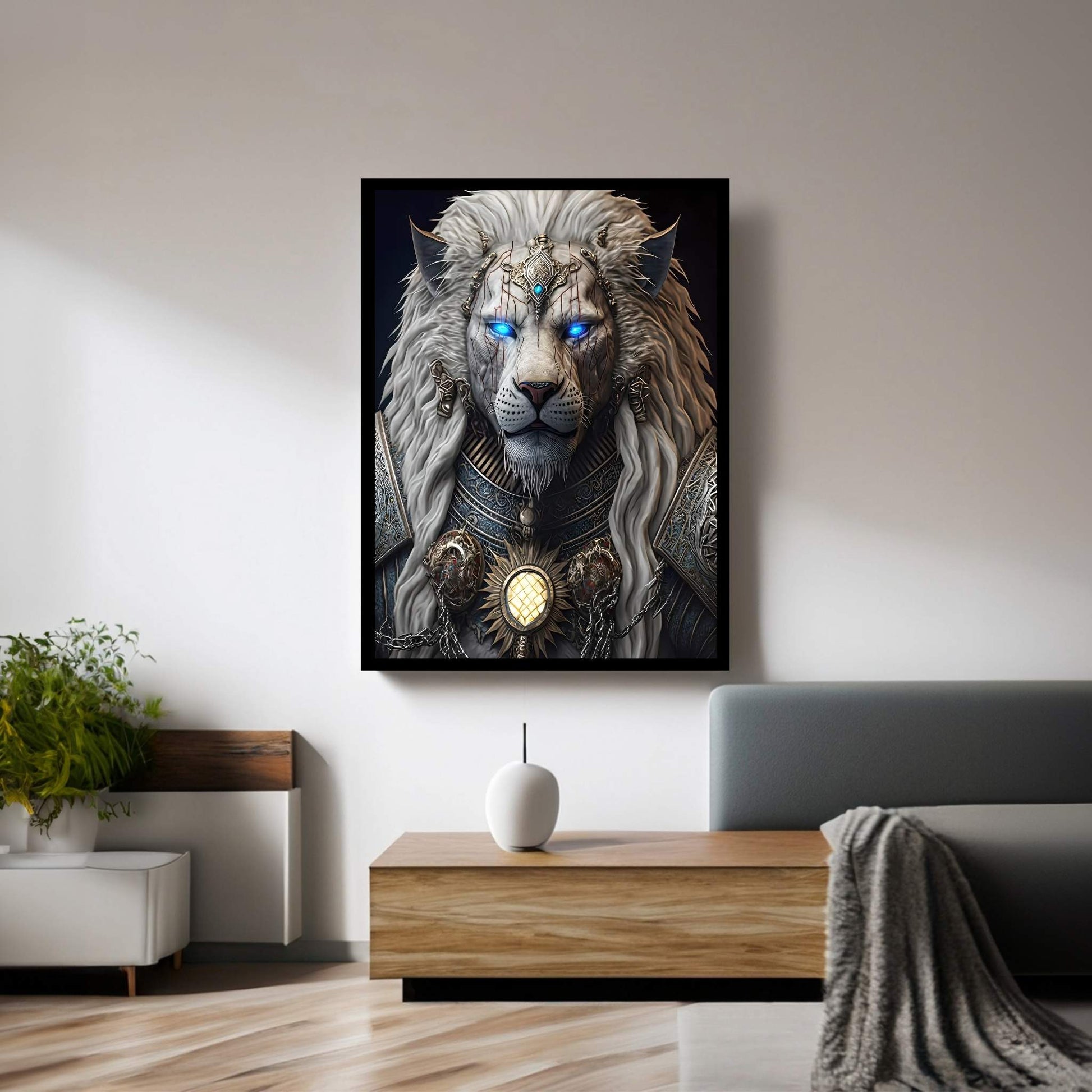 King Gold Lion Wall Art, Lion Canvas Art, Animal Wall Art - Y Canvas