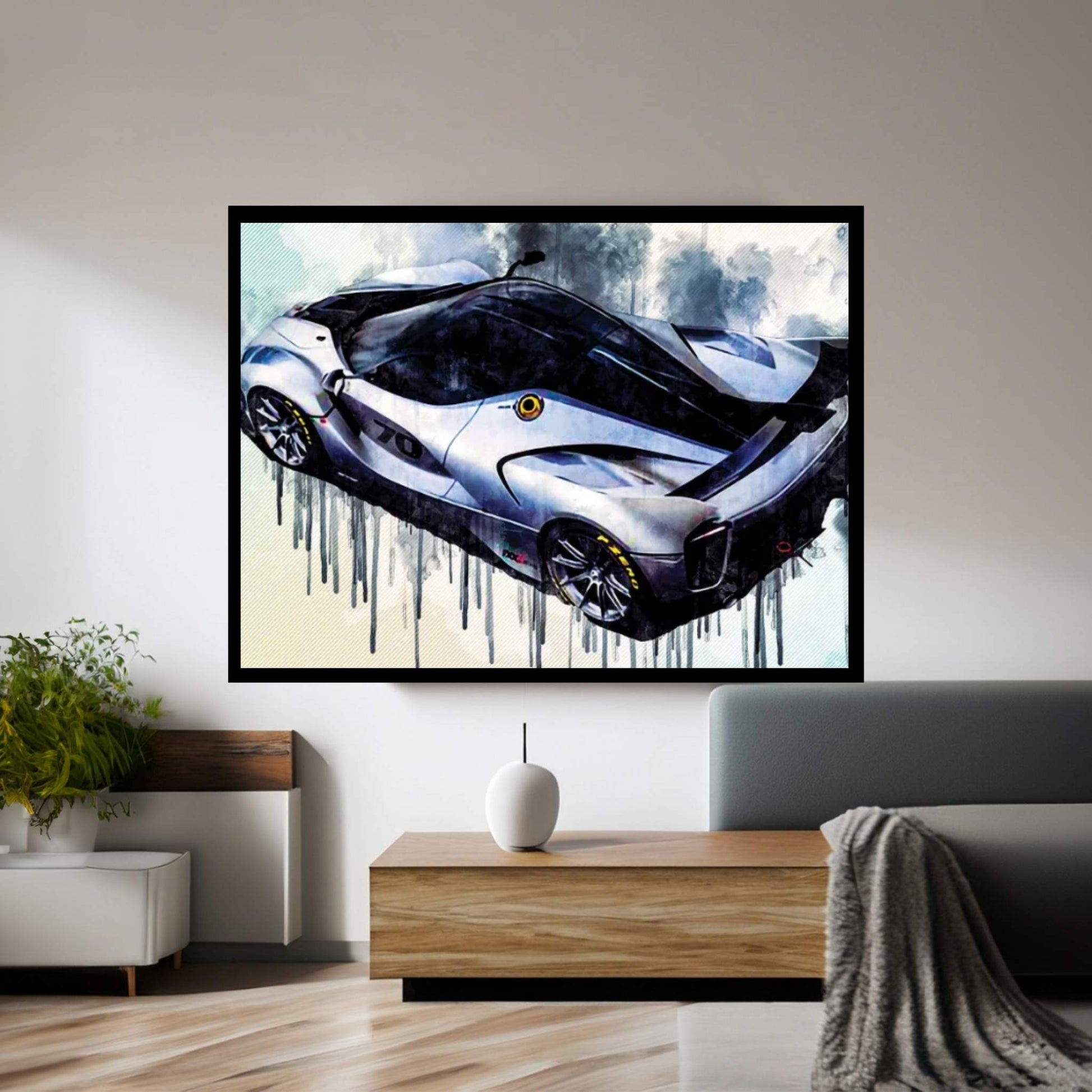 Ferrari Fxx-K Evo 2018 Hypercar Sports Car Top View Carbon Spoiler Italian Cars Canvas Wall Art - Y Canvas