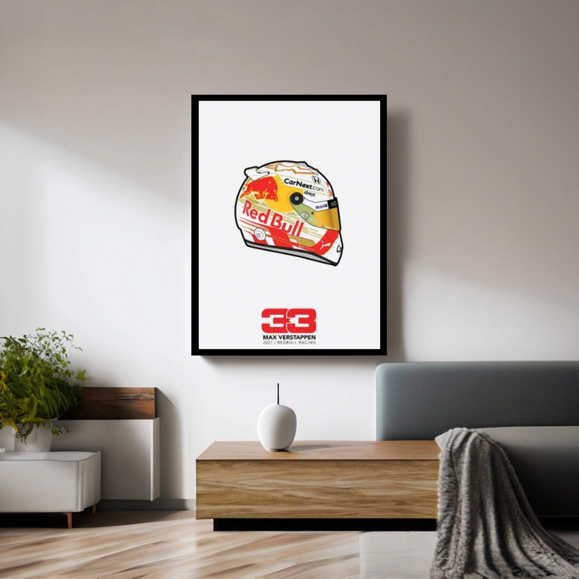 Max Verstappen Helmet 2021 (White) Canvas Wall Art - Y Canvas