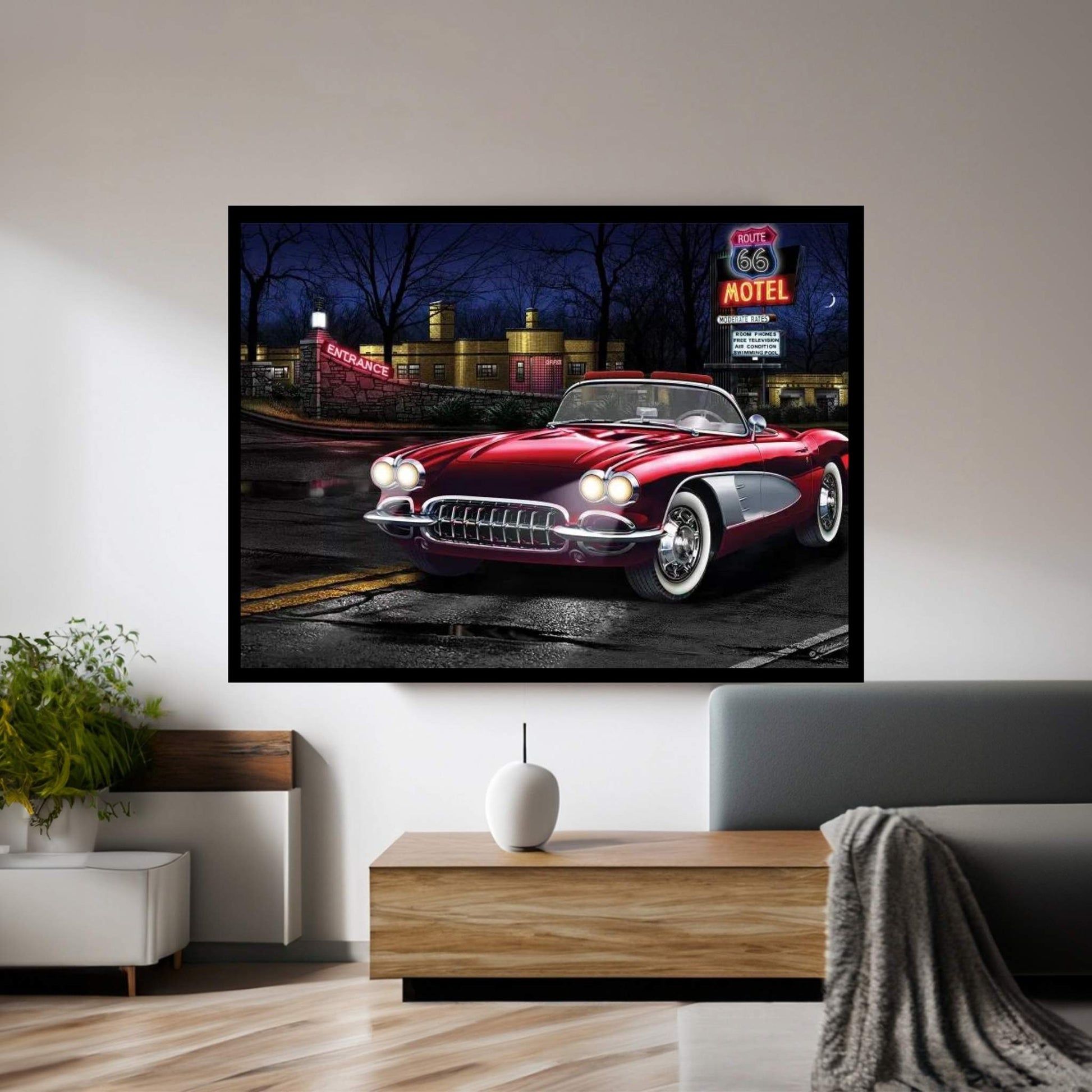 Red Vette 66 Canvas Wall Art - Y Canvas