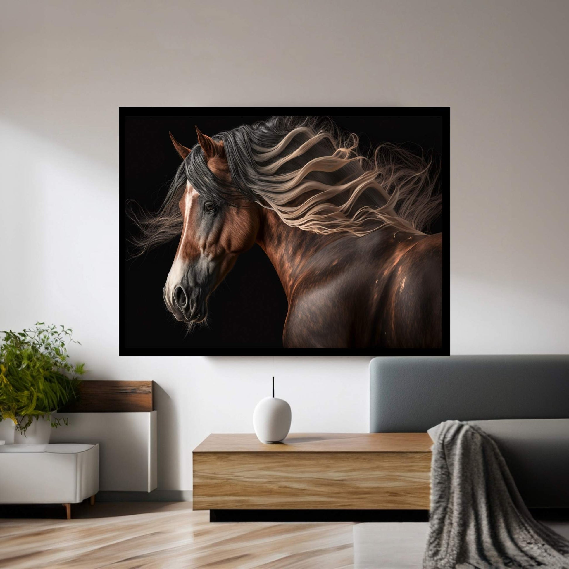 Beautiful Brown Horse Canvas Wall Art , Animal Wall Art - Y Canvas