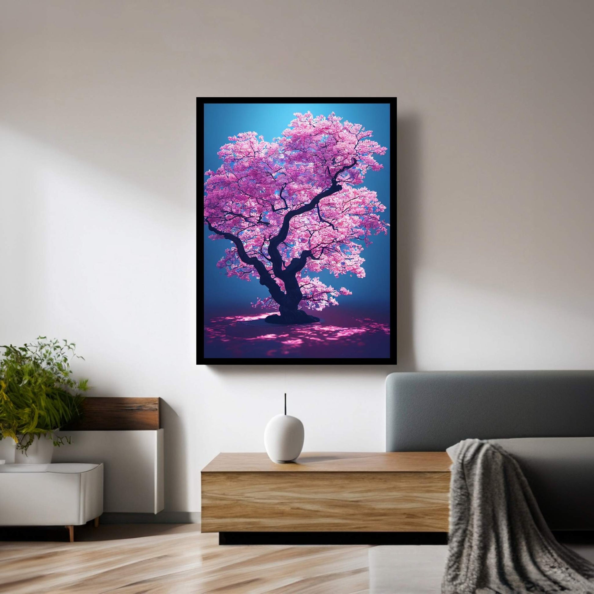 Pink Japanese Tree, Landscape Canvas Wall Art - Y Canvas