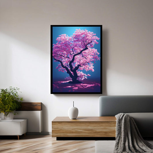 Pink Japanese Tree, Landscape Canvas Wall Art - Y Canvas