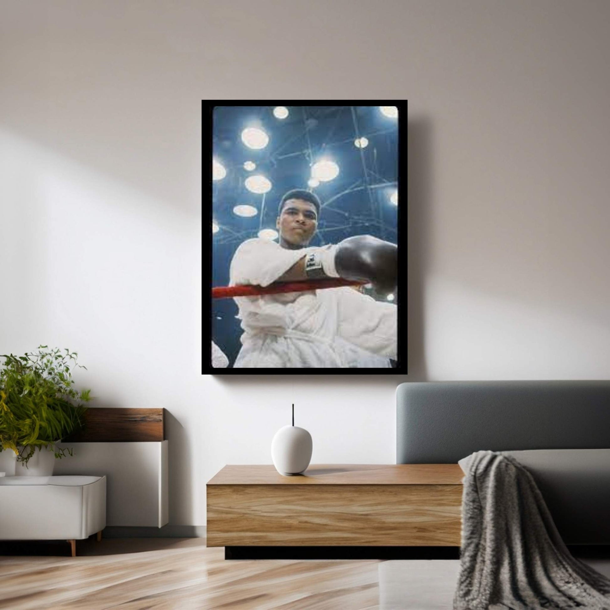 Pre-Fight Corner Shot Of A Young, Robed Muhammad Ali Canvas Wall Art - Y Canvas