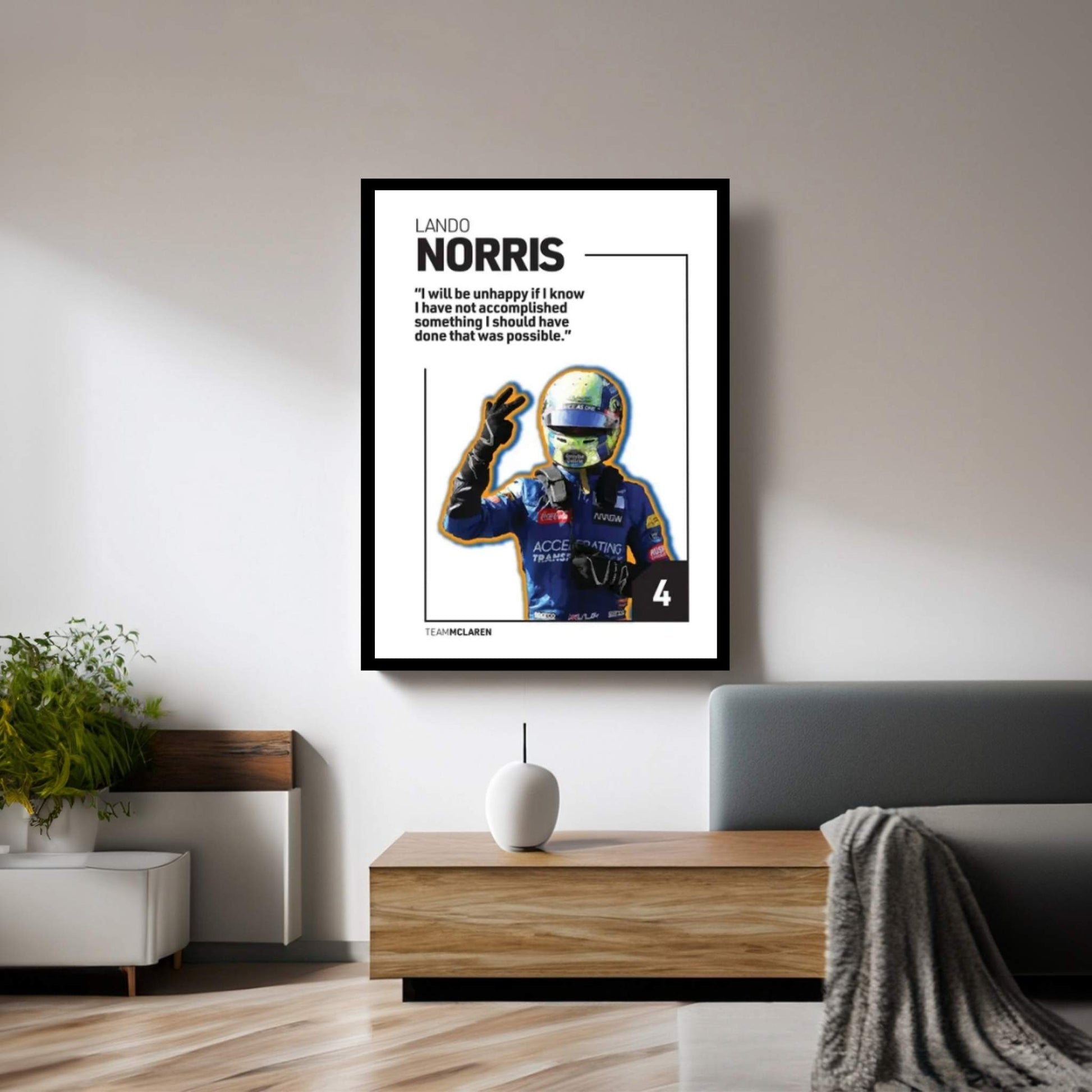 Lando Norris (White) Canvas Wall Art - Y Canvas