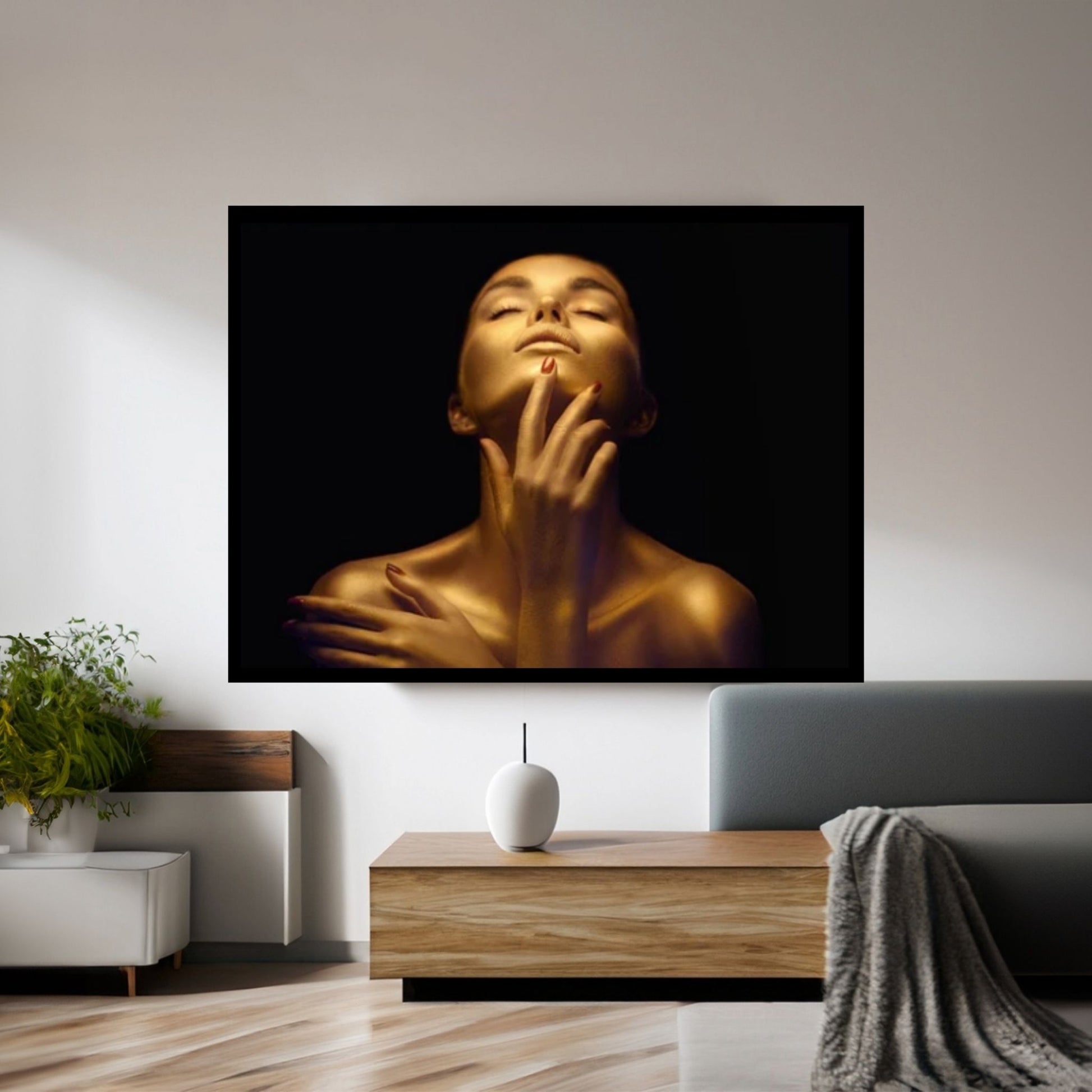 Black Woman Gold Lips, Purple Lips Woman, Black Woman Wall Art, African Woman Canvas - Y Canvas