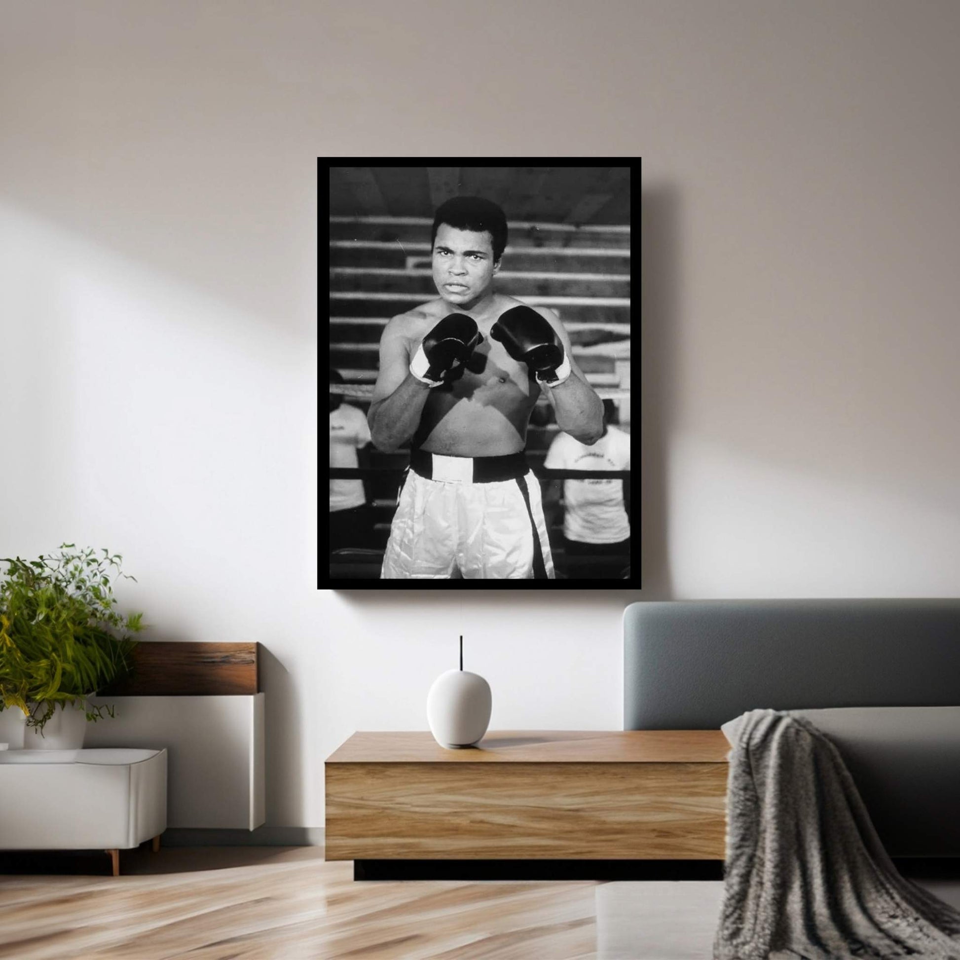 Muhammad Ali With A Fierce Glare While Training Canvas Wall Art - Y Canvas