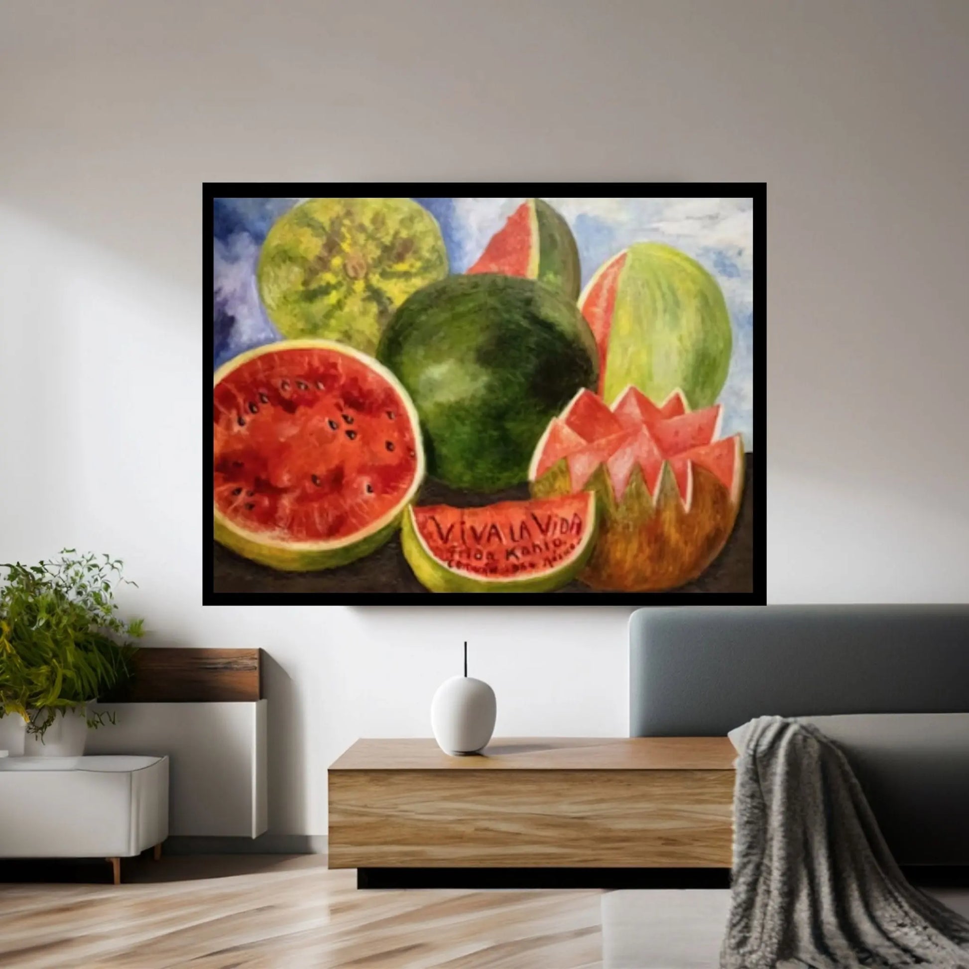 Rare Frida Kahlo Viva La Vida Canvas Wall Art Print, Vintage Frida Kahlo Print,Frida Kahlo Exhibition Print - Y Canvas