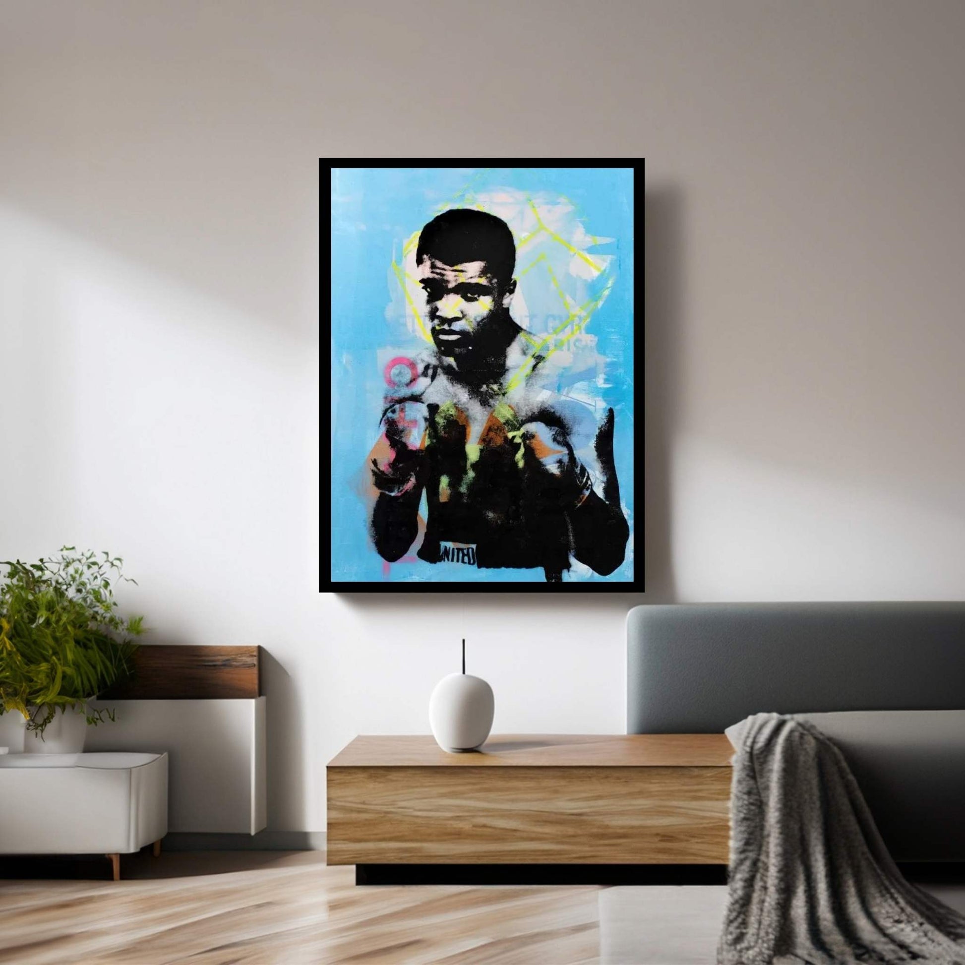 Muhammad Ali - Blue Canvas Wall Art - Y Canvas