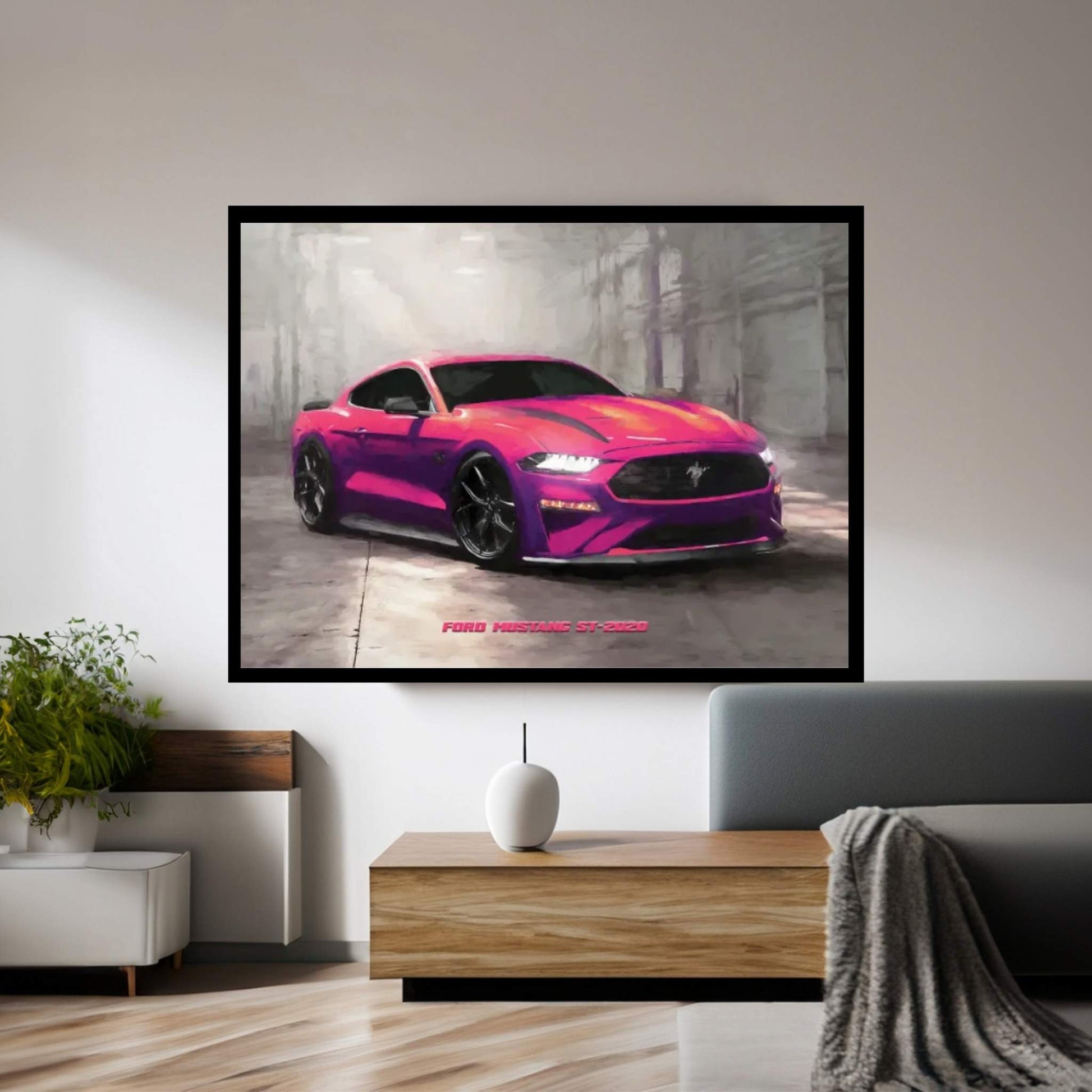 Ford Mustang St In Watercolor Canvas Wall Art - Y Canvas