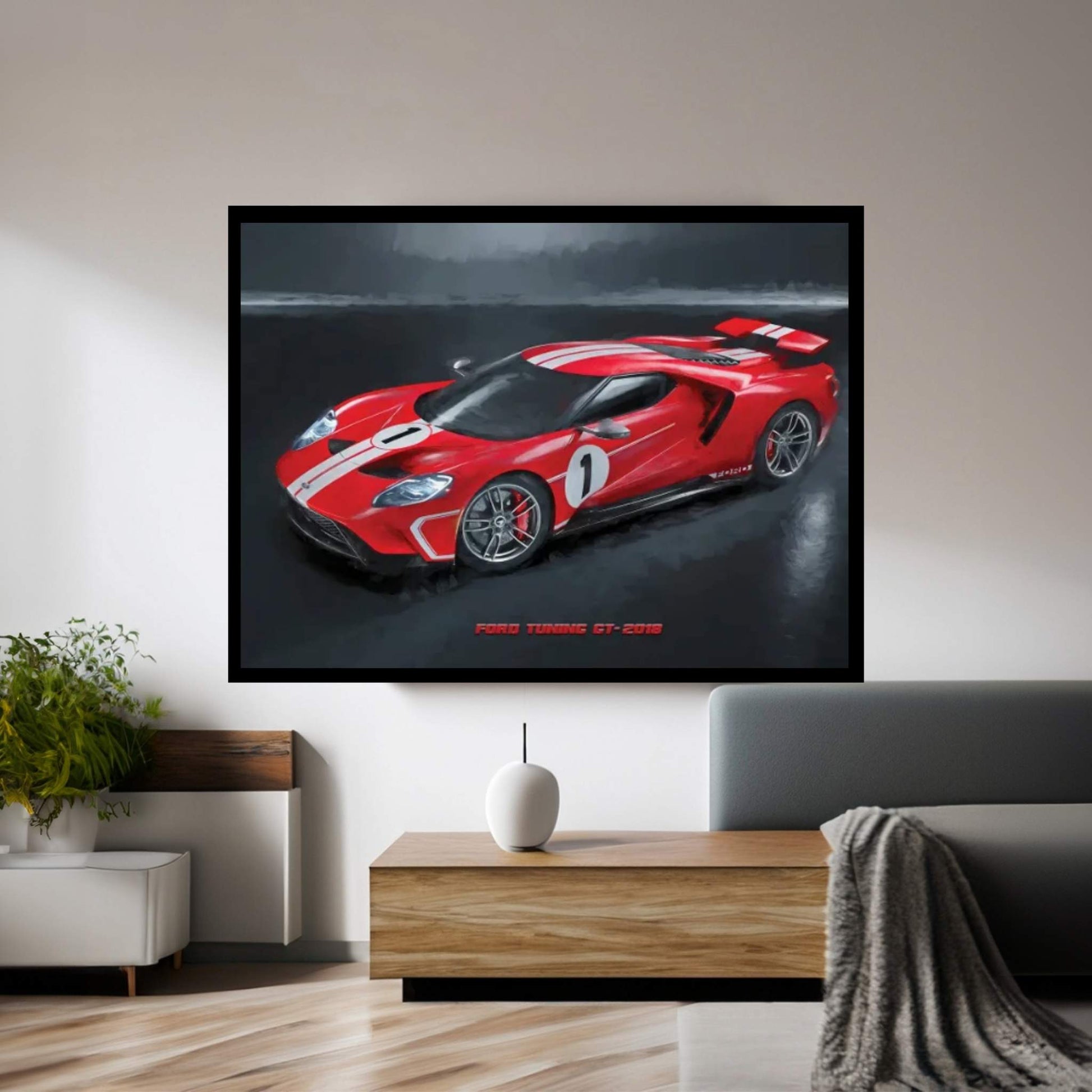 Ford Tuning GT In Watercolor Canvas Wall Art - Y Canvas