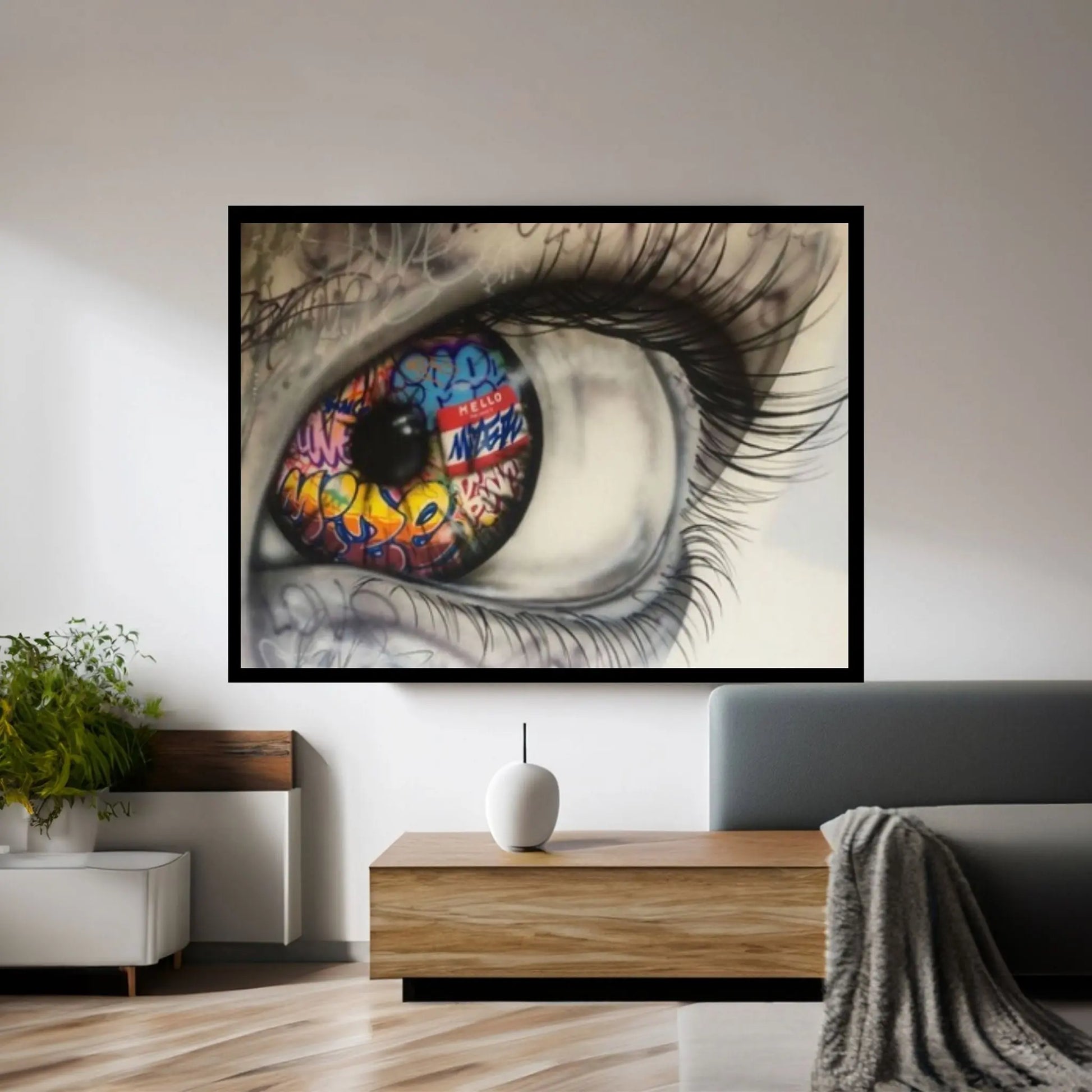 Banksy Canvas Wall Art, Big Eye Graffiti Painting Art Print, Graffiti Canvas Painting - Y Canvas