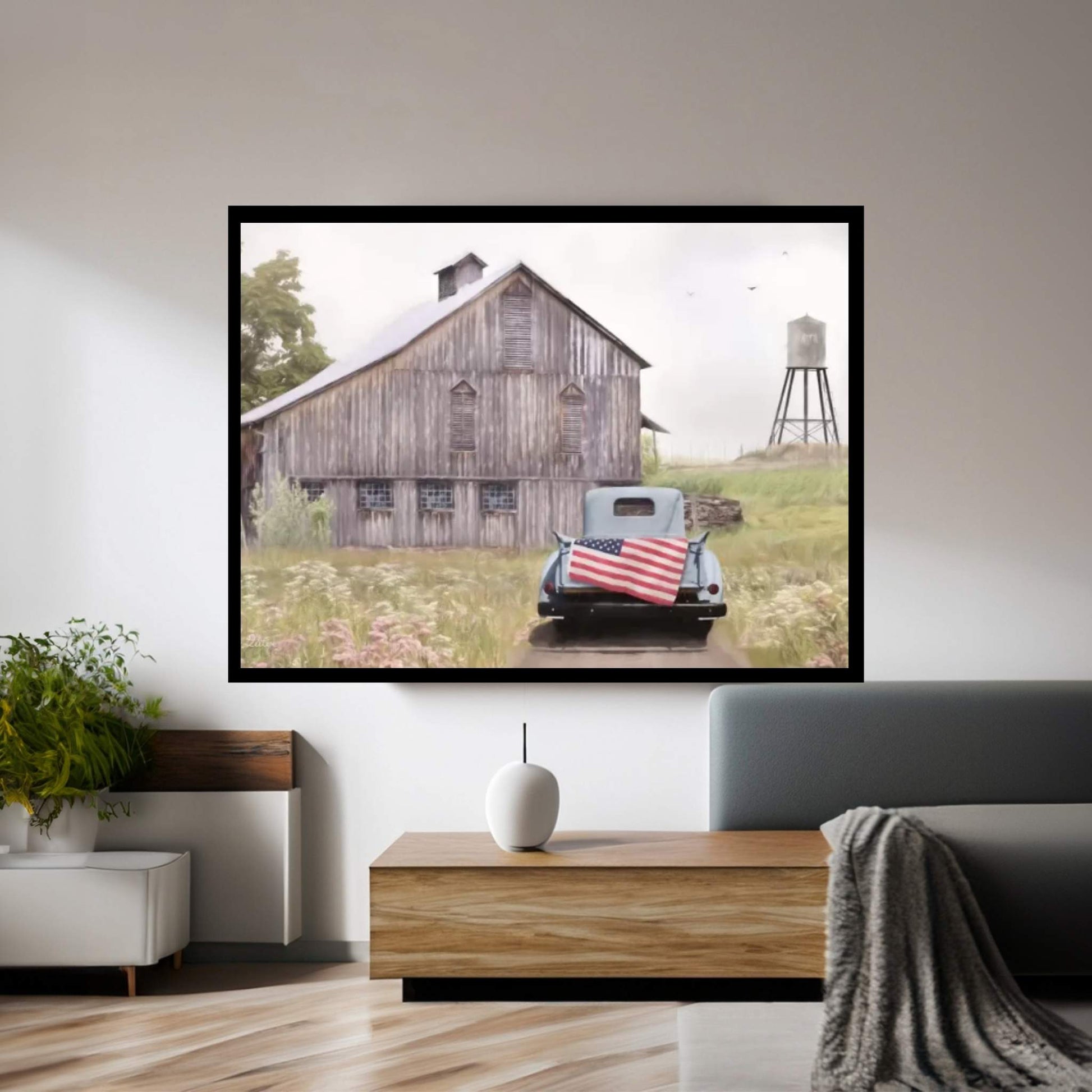 Flag on Tailgate Canvas Wall Art - Y Canvas