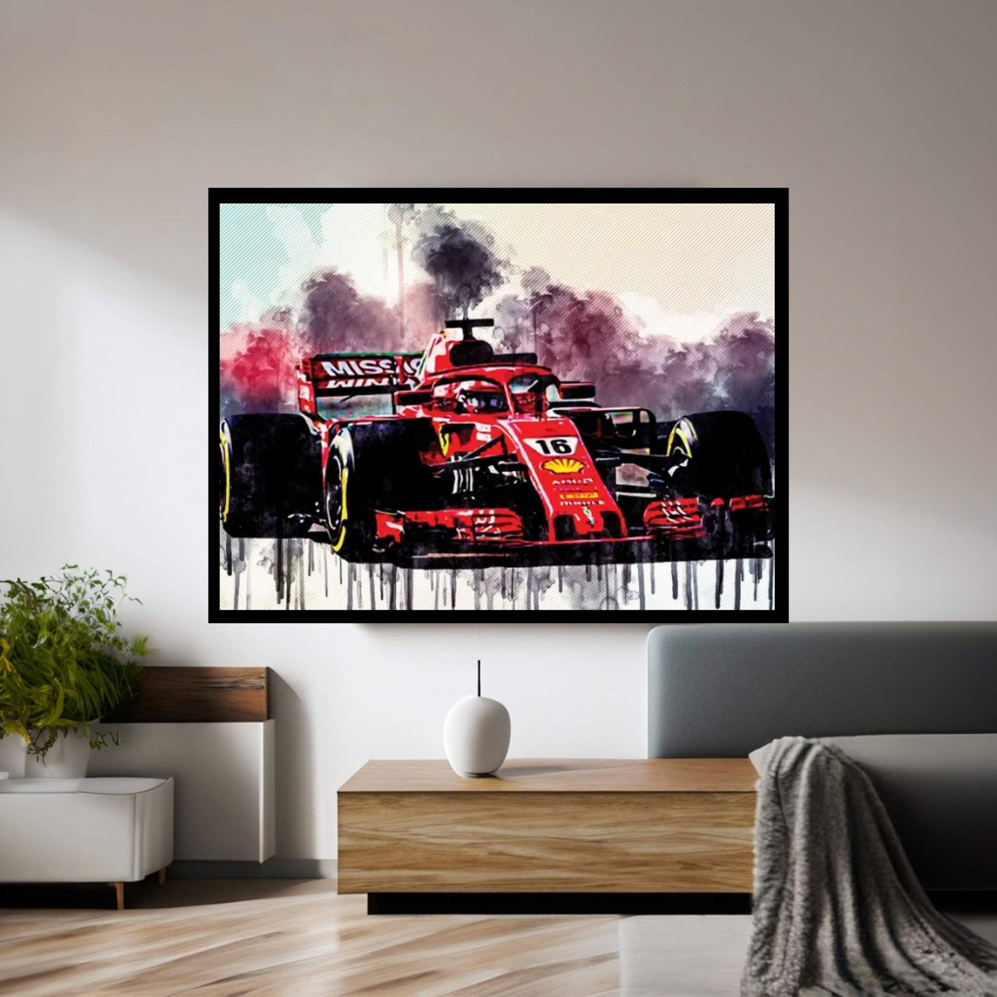 Charles Leclerc Scuderia Ferrari Formula 1 Ferrari Sf90 Racing Car Italian Team F1 Canvas Wall Art - Y Canvas
