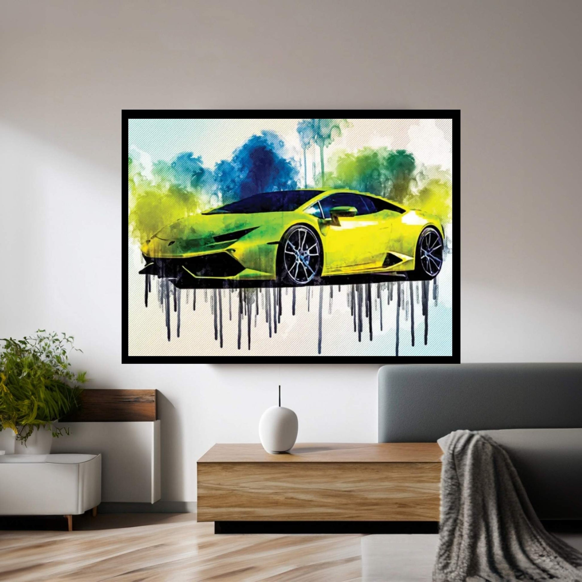Lamborghini Huracan 2015 Hypercar Green Canvas Wall Art - Y Canvas