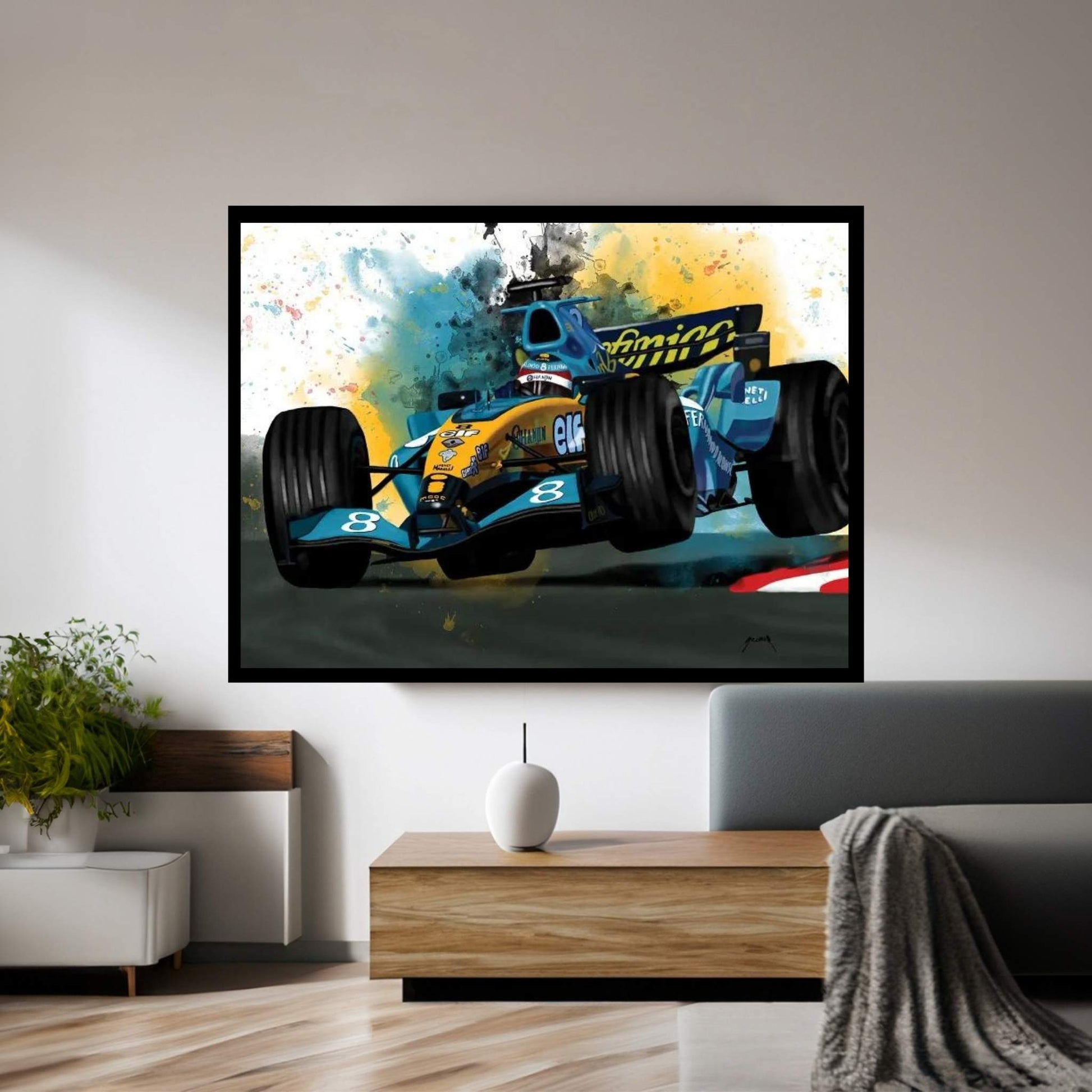 Alonso's Racecar Canvas Wall Art - Y Canvas