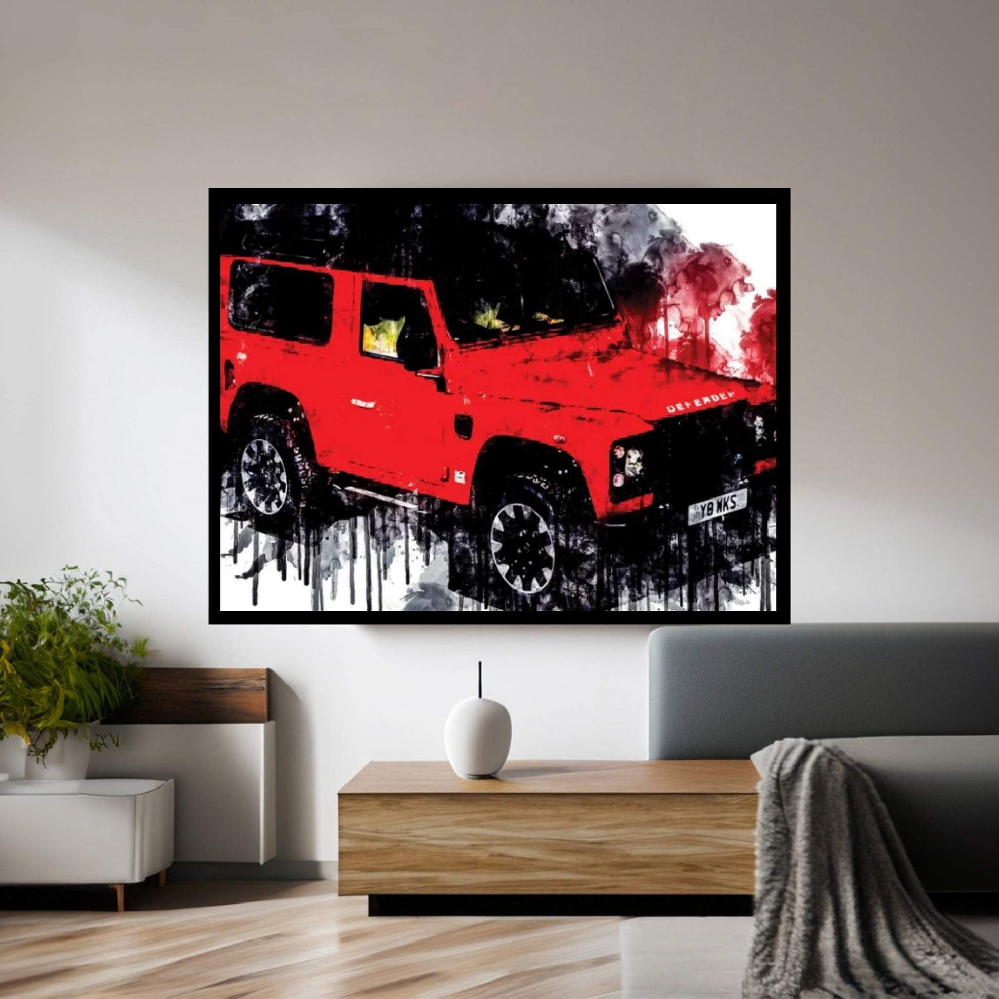 Car 2018 Land Rover Defender 90 Works V8 - Fine Art Print Canvas Wall Art - Y Canvas