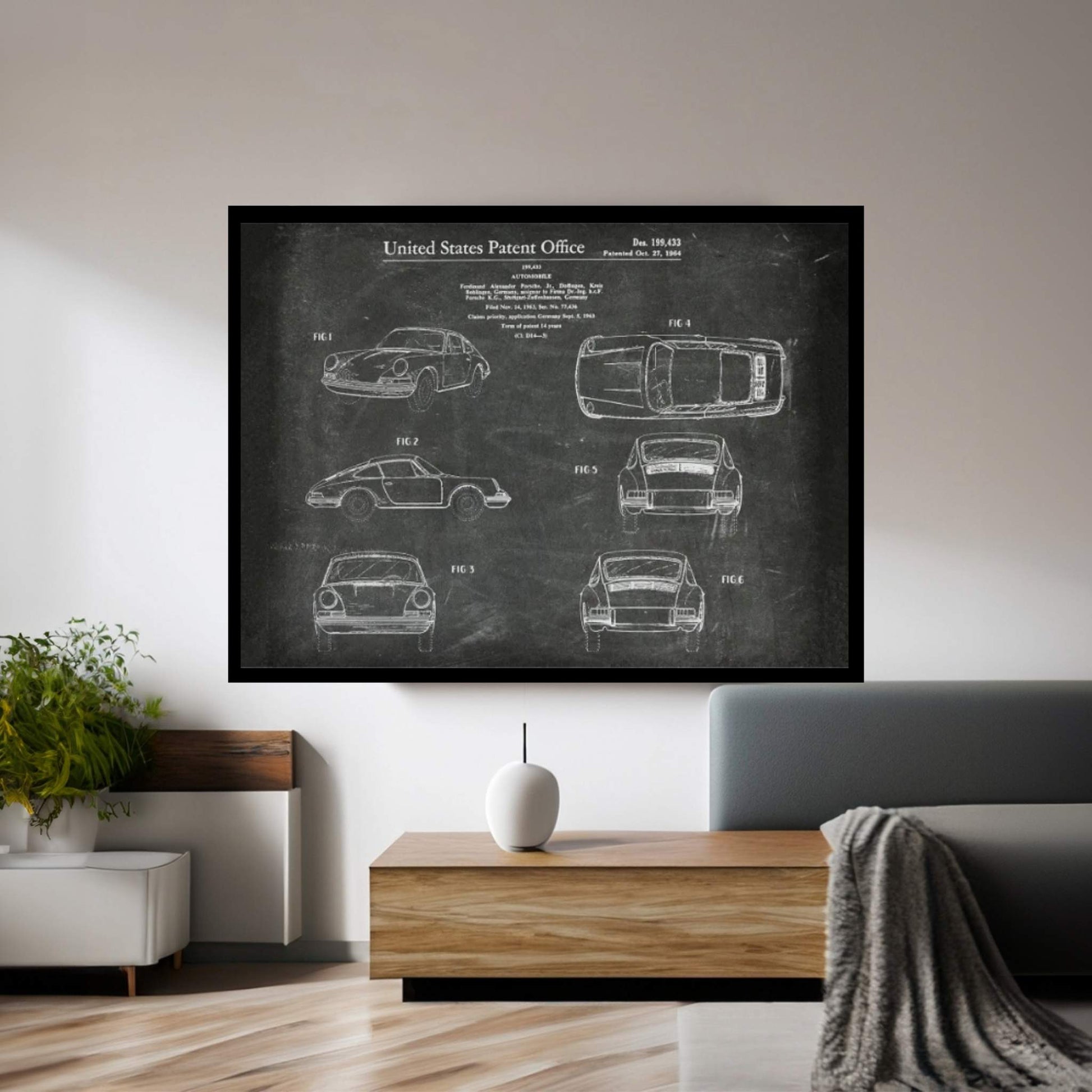 Automobile Porsche Patent II Canvas Wall Art - Y Canvas